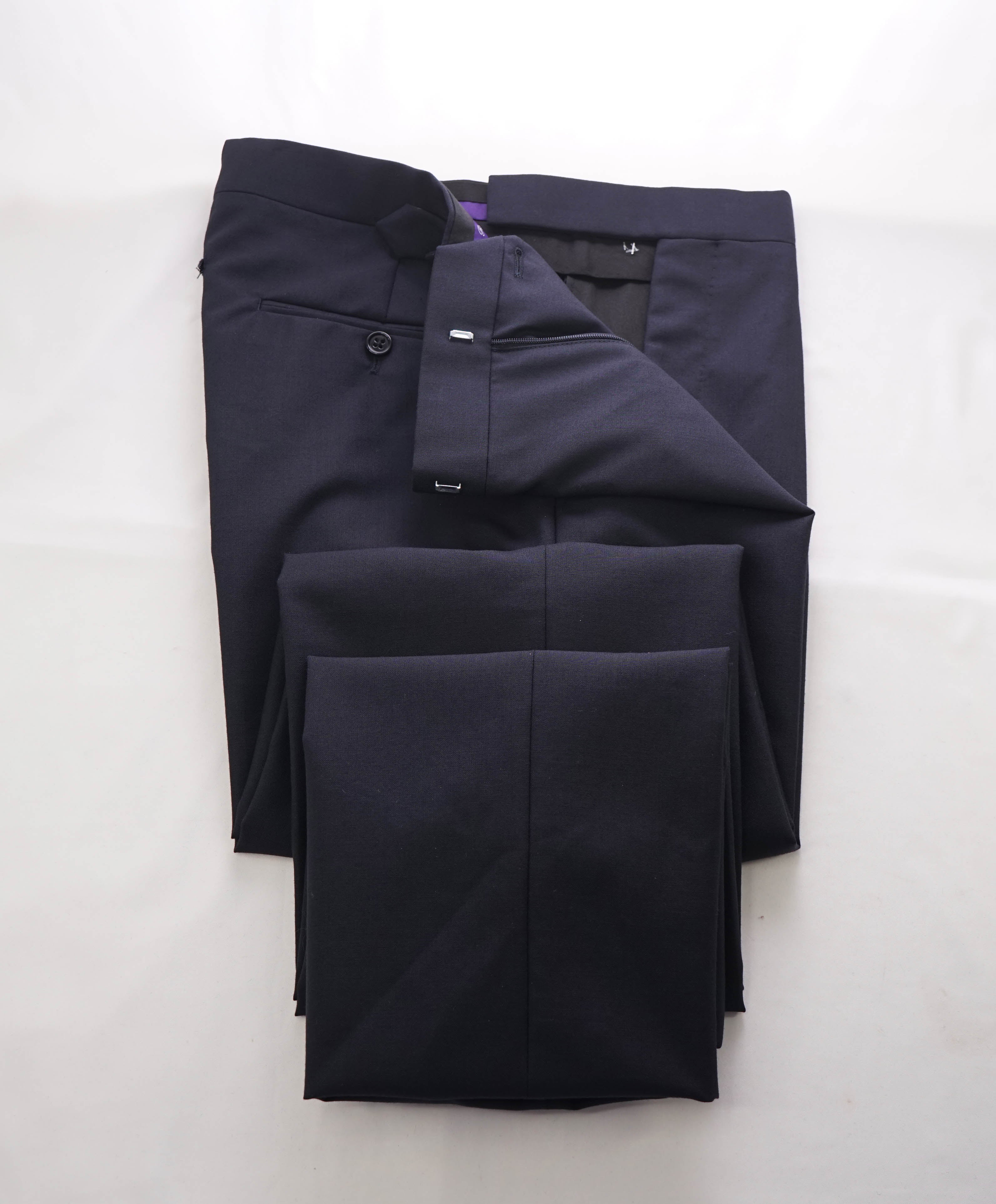 RALPH LAUREN PURPLE LABEL - *SIDE TABS* Flat Front Blue Dress Pants - 32W