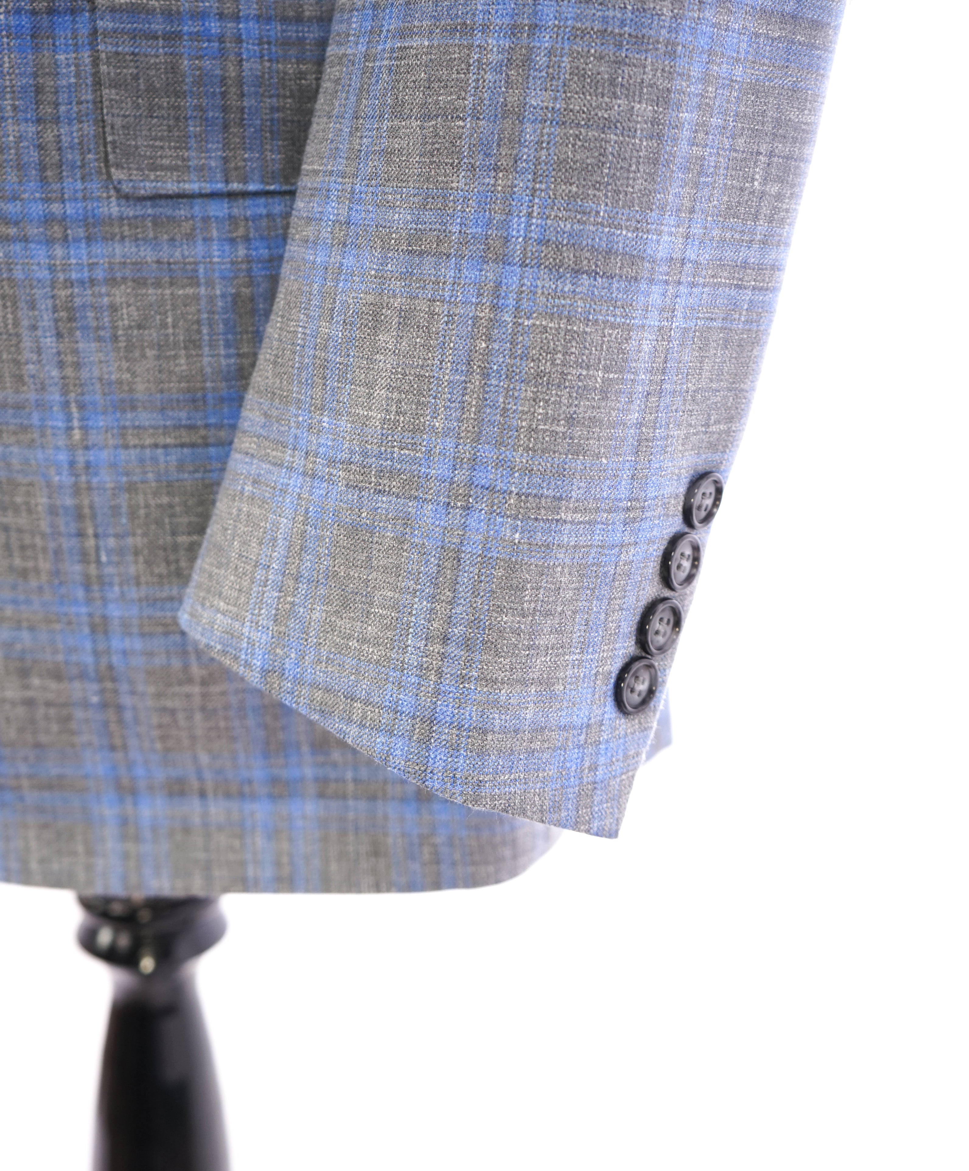 CORNELIANI - WOOL/SILK/Linen Summer Bold Blue Plaid Check Blazer - 44R