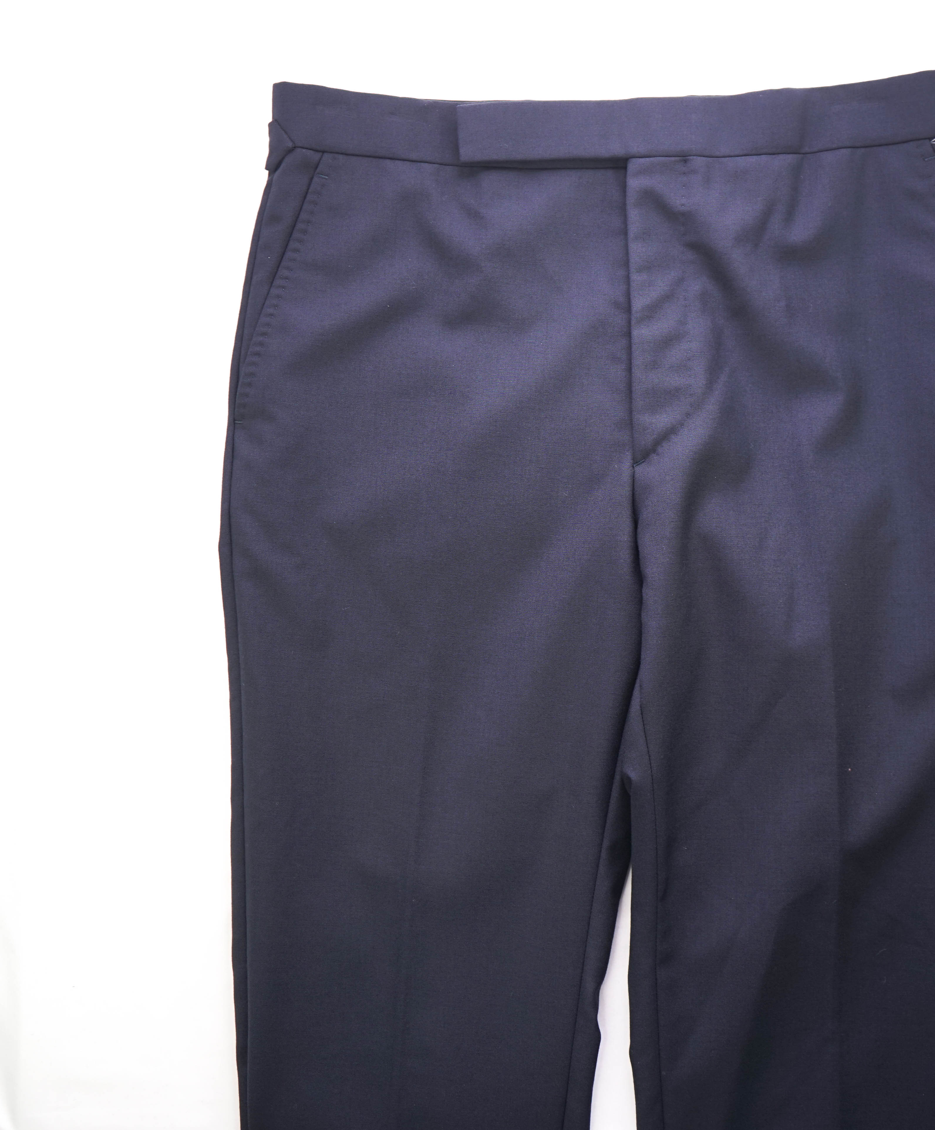 RALPH LAUREN PURPLE LABEL - *SIDE TABS* Flat Front Blue Dress Pants - 32W