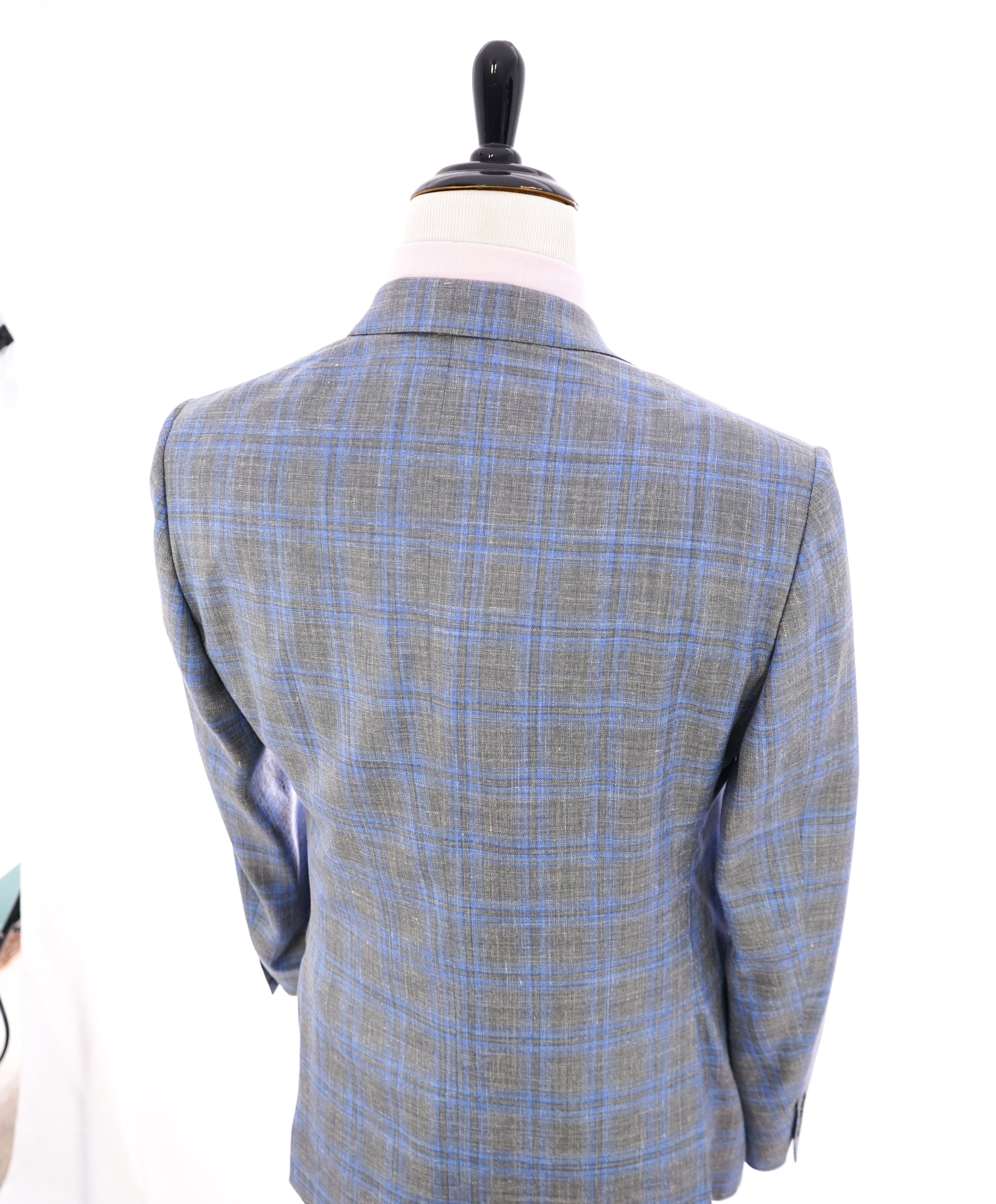 CORNELIANI - WOOL/SILK/Linen Summer Bold Blue Plaid Check Blazer - 44R