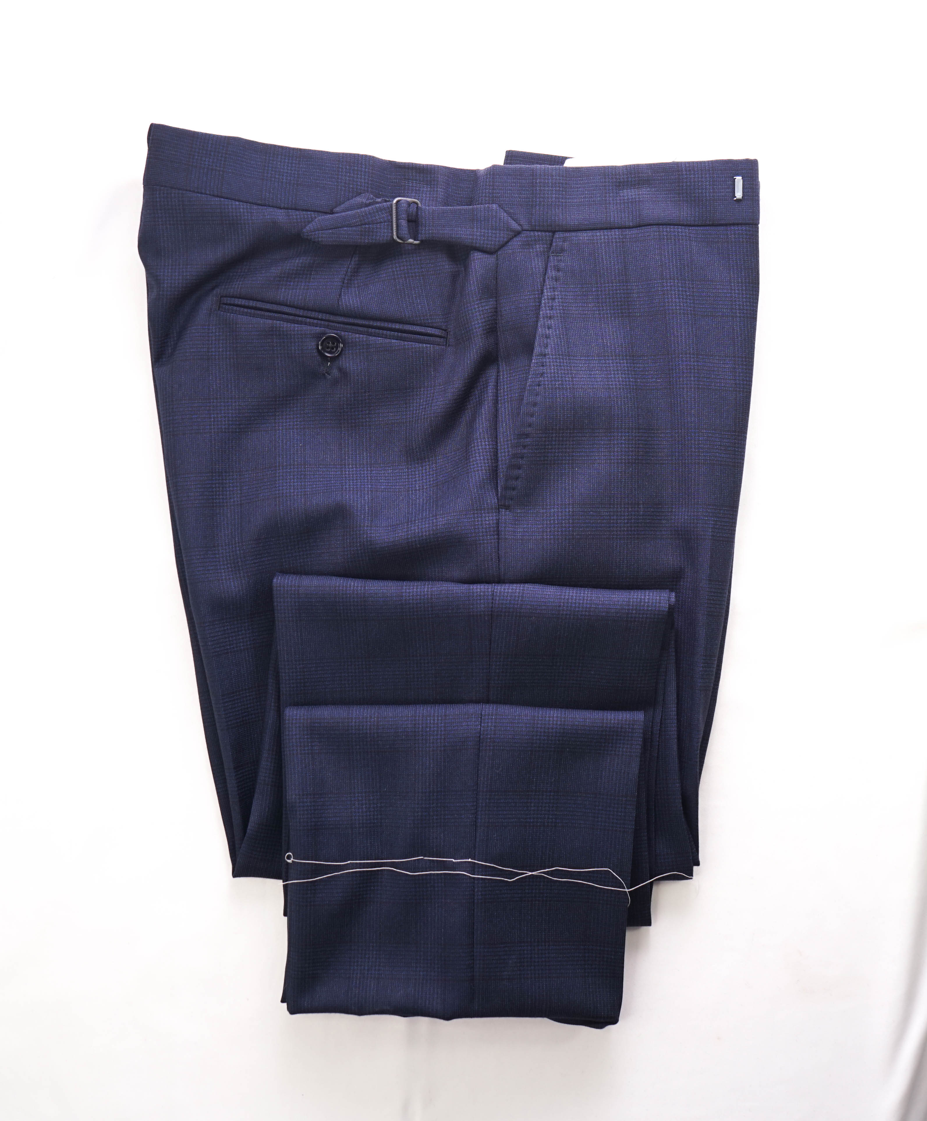 RALPH LAUREN PURPLE LABEL - *SIDE TABS* Flat Front Blue Dress Pants - 33W