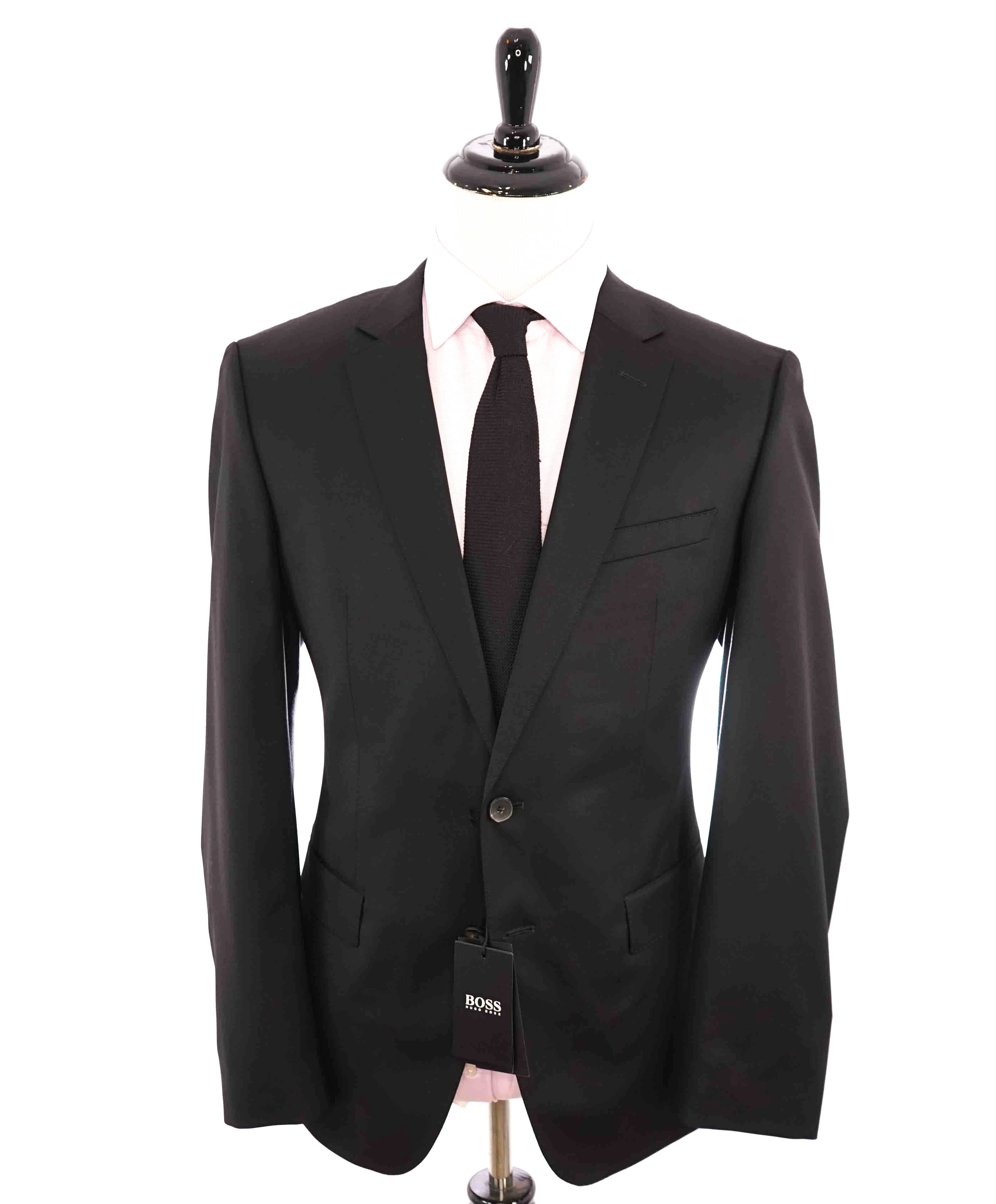 $1,395 HUGO BOSS - "TRABALDO TOGNA" Italy Stretch Fabric Black Suit - 42R