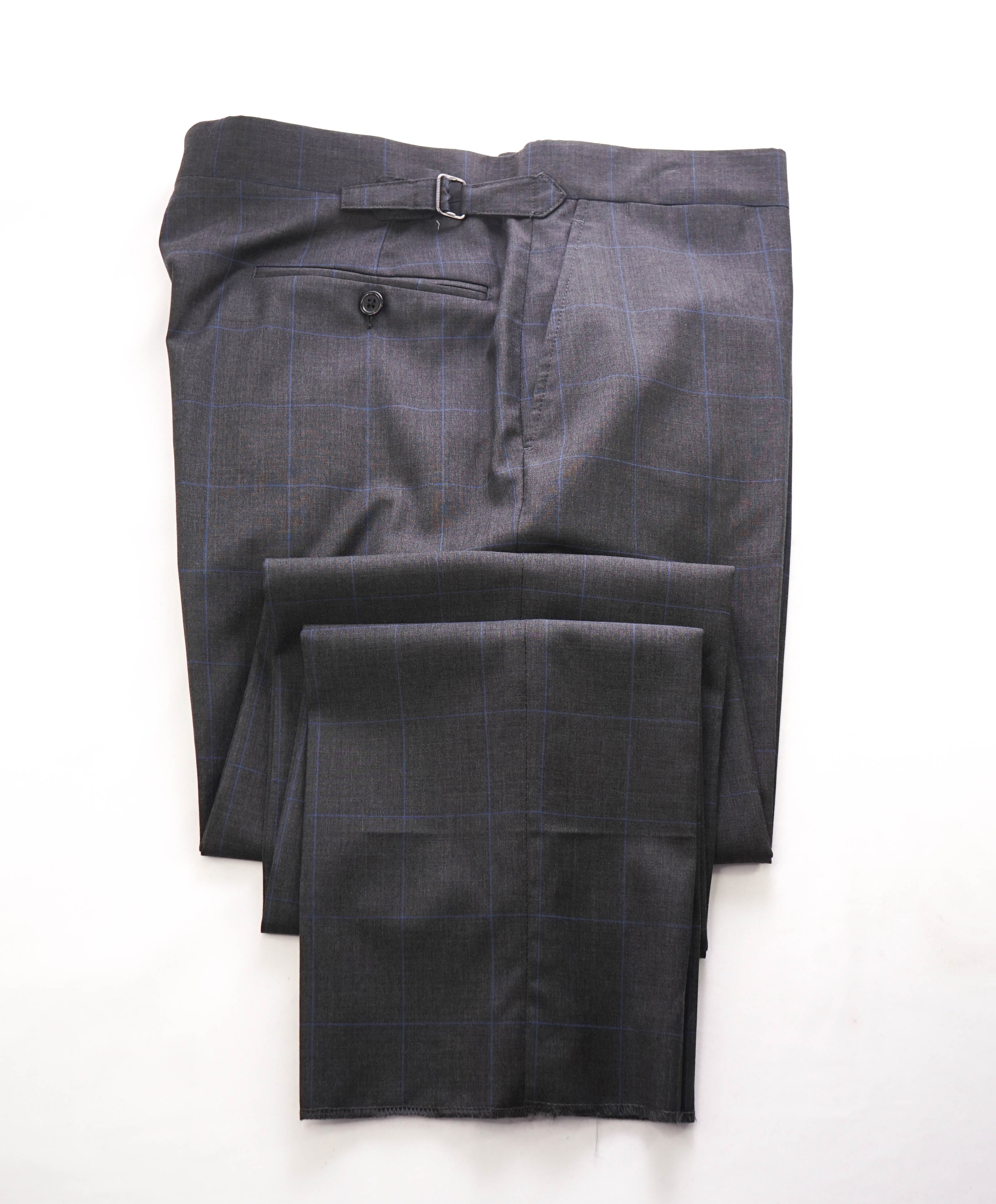 RALPH LAUREN BLUE LABEL - Gray Blue Windowpane Dress Pants Side Tabs - 40W (46 R)