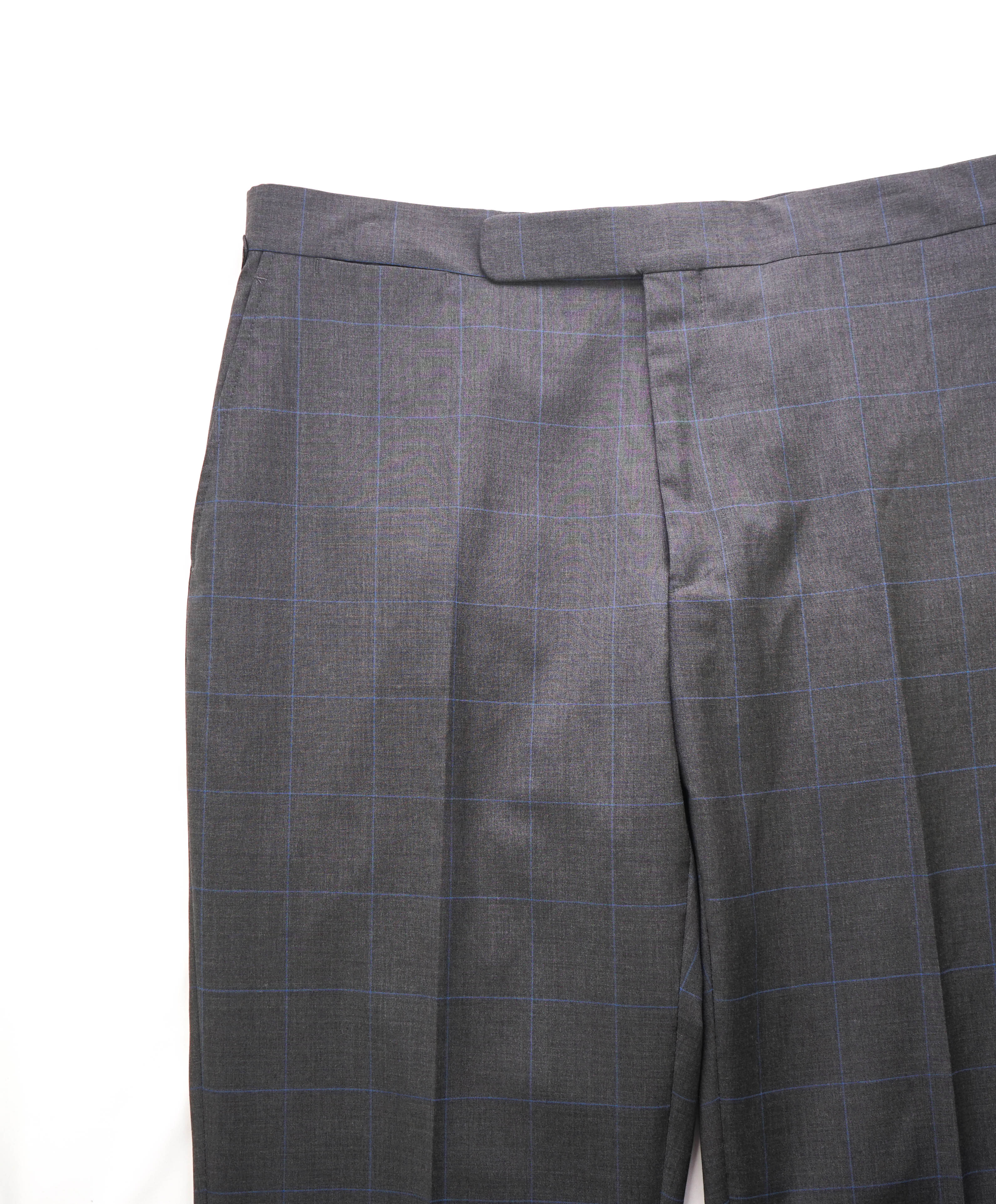 RALPH LAUREN BLUE LABEL - Gray Blue Windowpane Dress Pants Side Tabs - 36W (42 R)