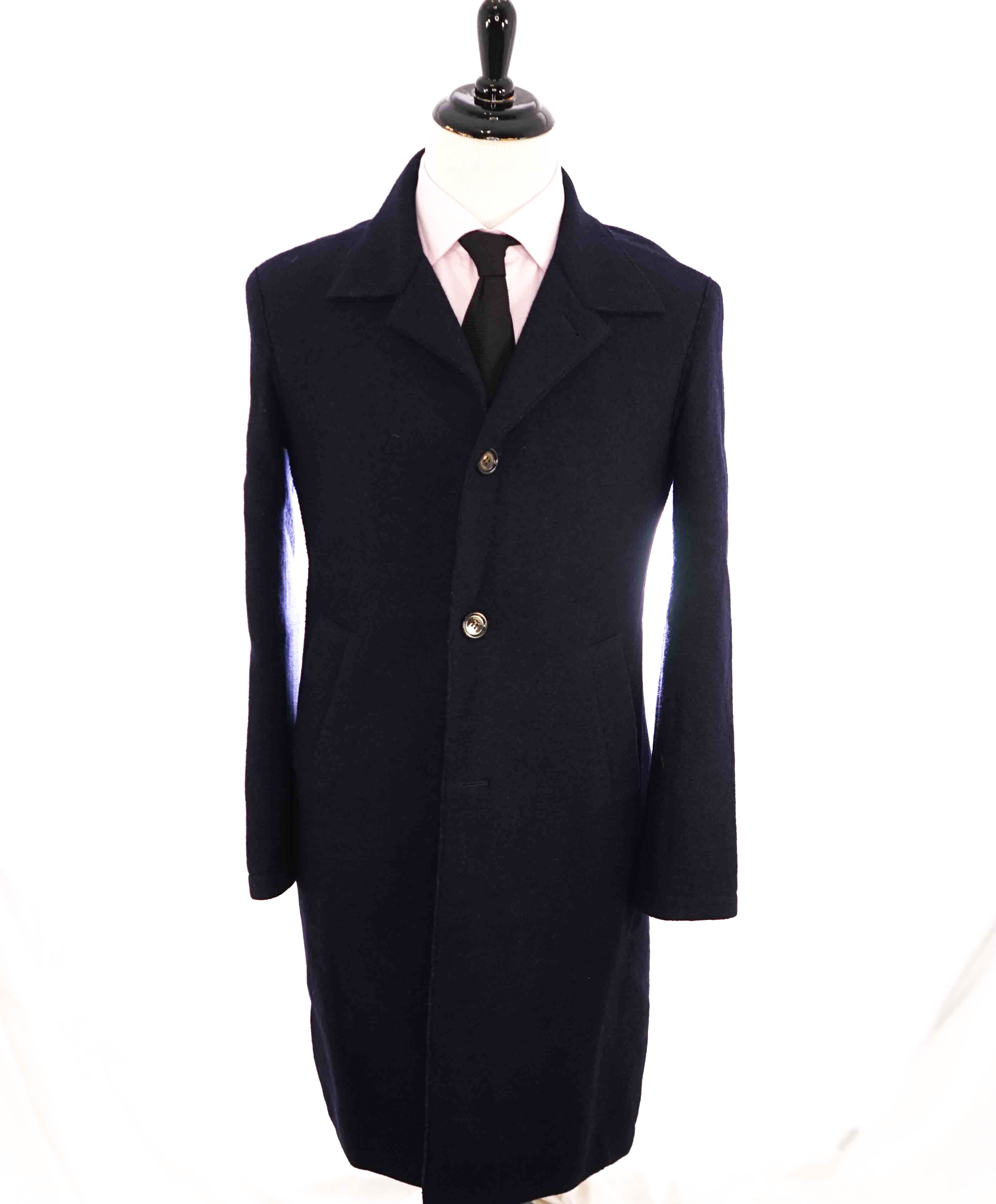 $1,395 ELEVENTY - Navy Blue Essential Pure Wool Top Coat - 40 US (50EU)