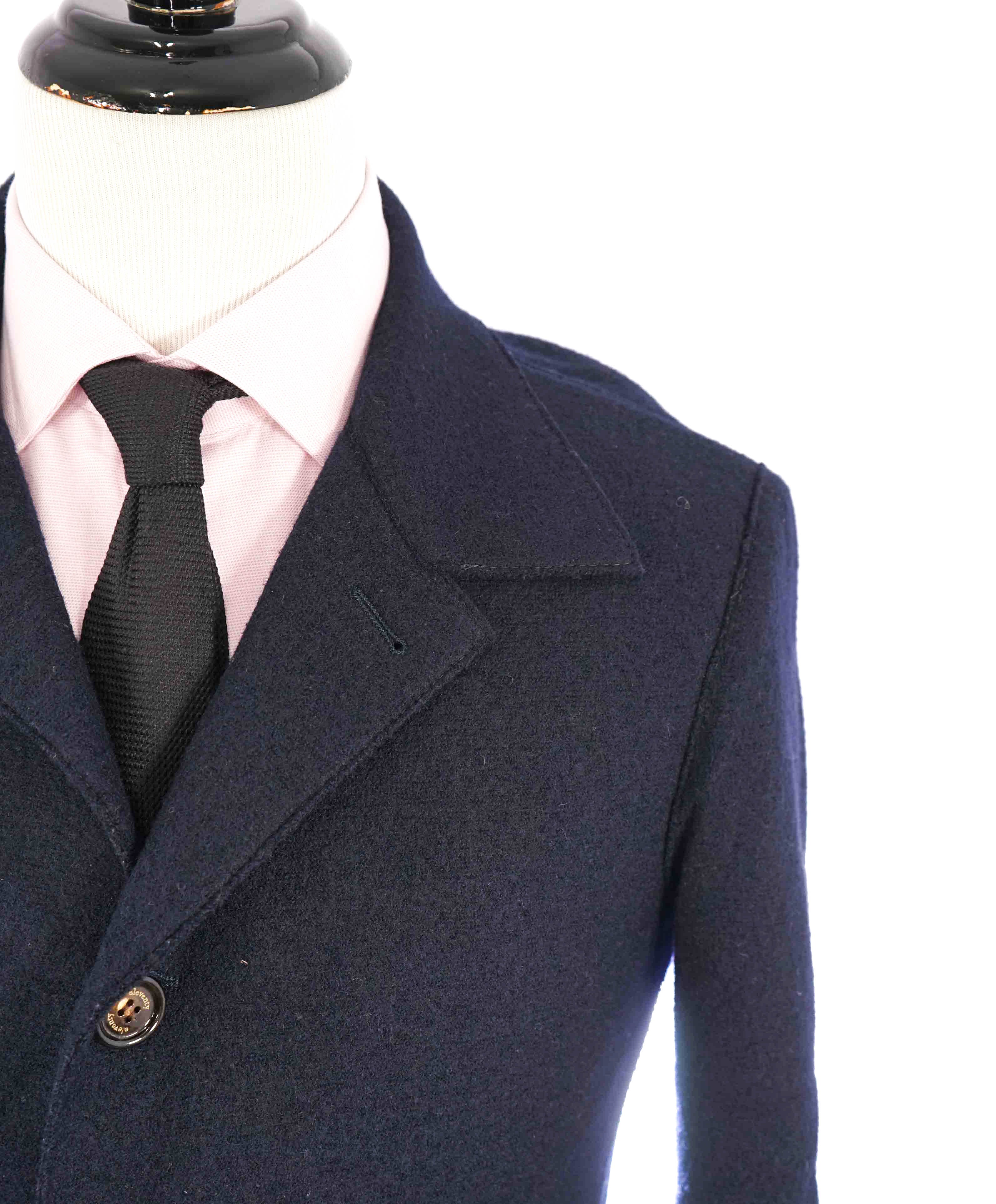 $1,395 ELEVENTY - Navy Blue Essential Pure Wool Top Coat - 40 US (50EU)