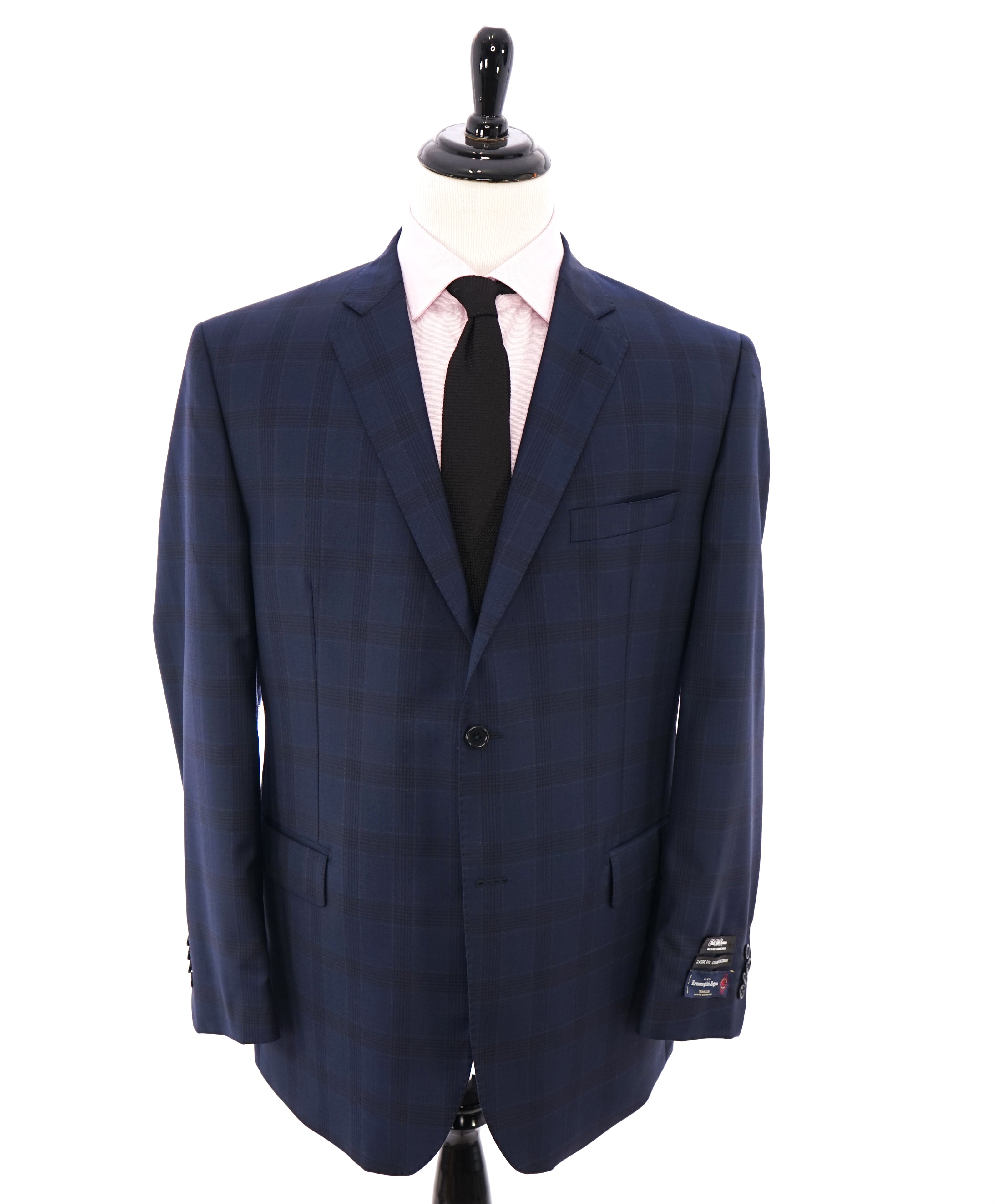 SAKS FIFTH AVENUE - ERMENEGILDO ZEGNA "Traveller" Blue Plaid Blazer - 46R