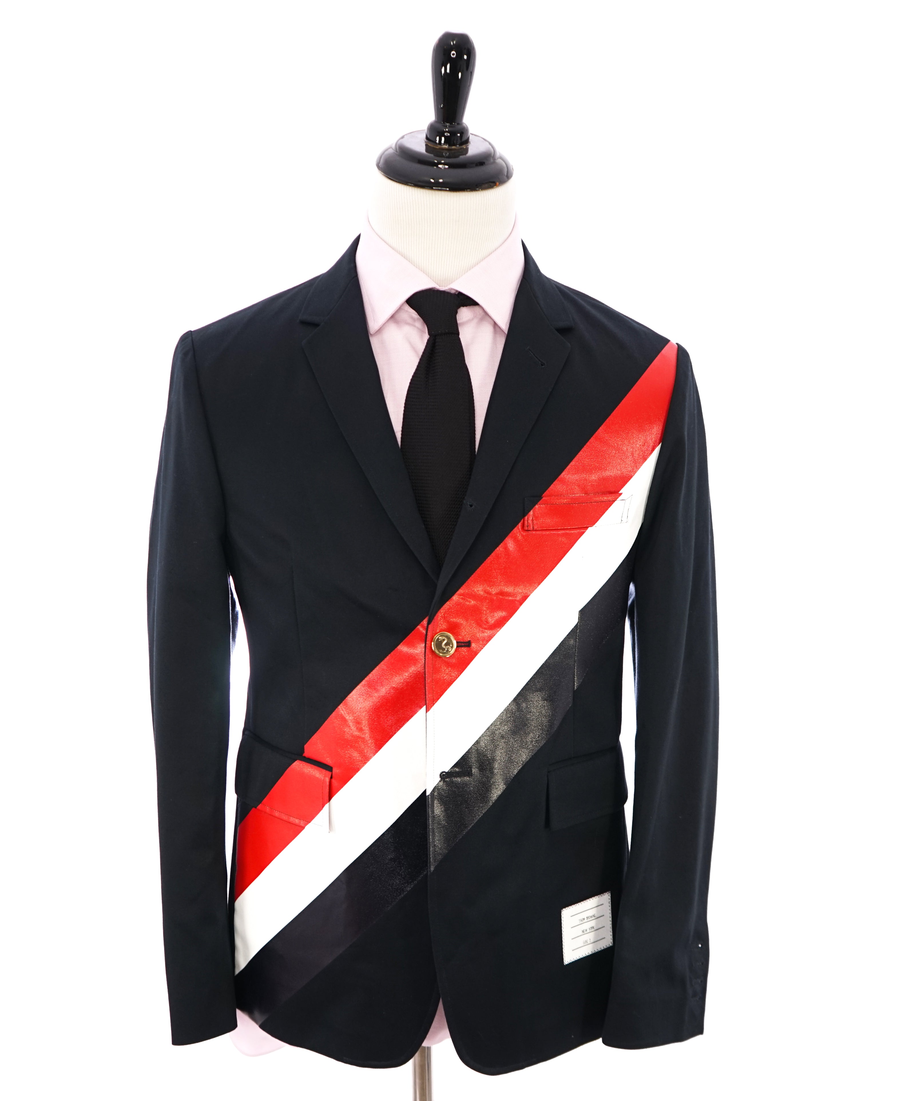 THOM BROWNE - Navy Cotton Blazer With Iconic LOGO Detailing - SZ 2 (38US)