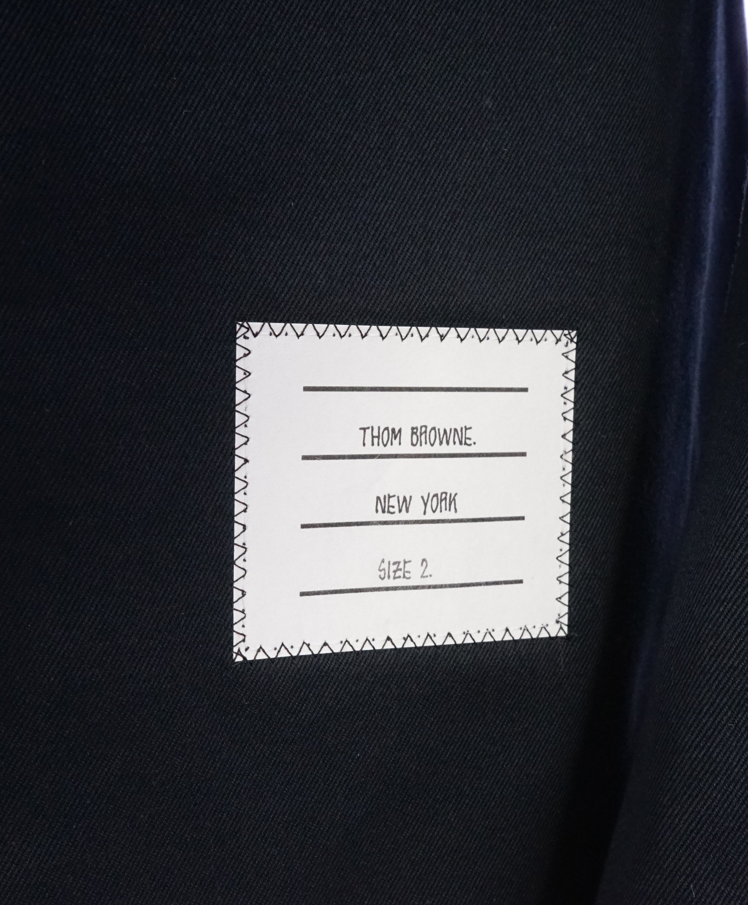 THOM BROWNE - Navy Cotton Blazer With Iconic LOGO Detailing - SZ 2 (38US)