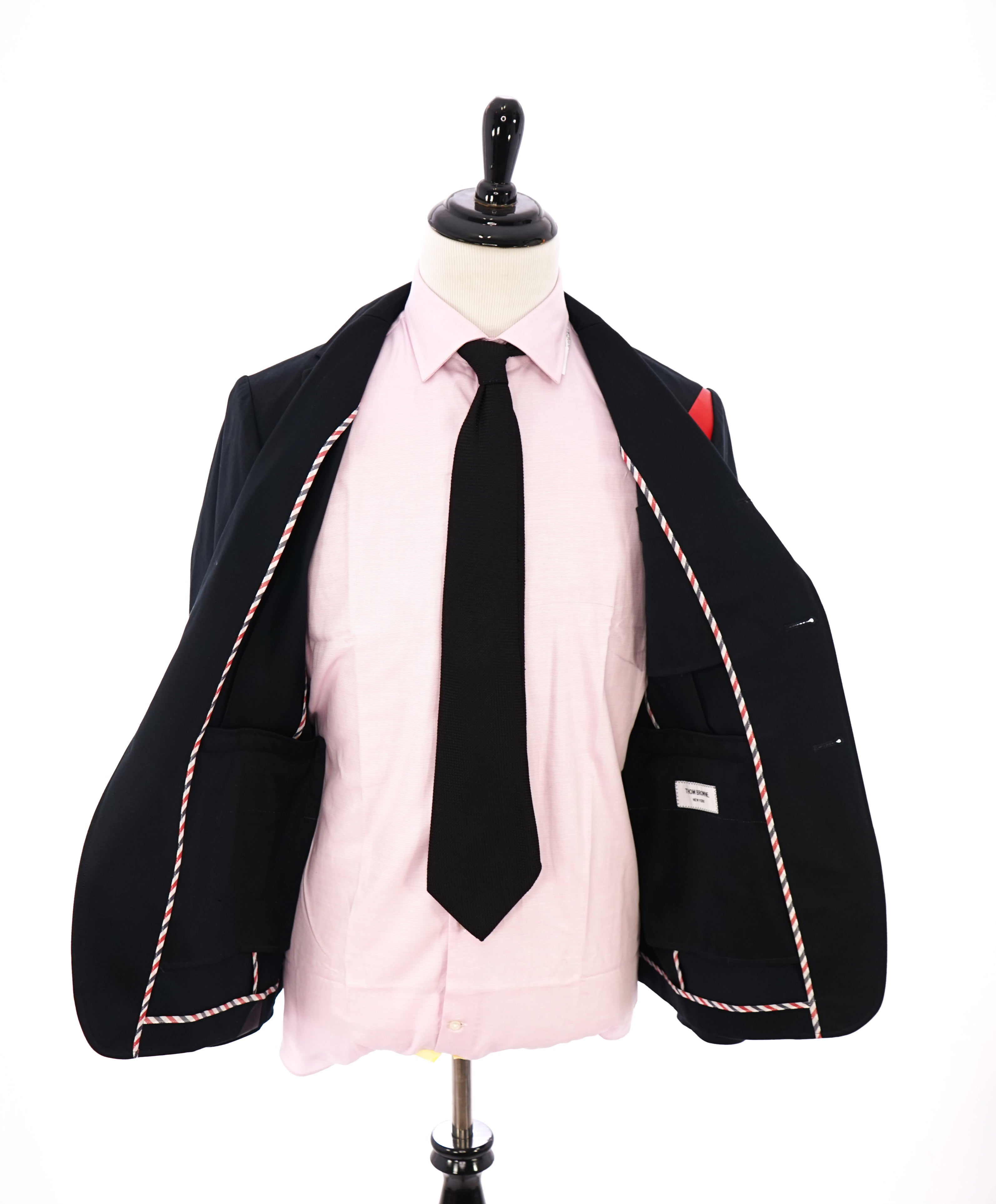 THOM BROWNE - Navy Cotton Blazer With Iconic LOGO Detailing - SZ 2 (38US)