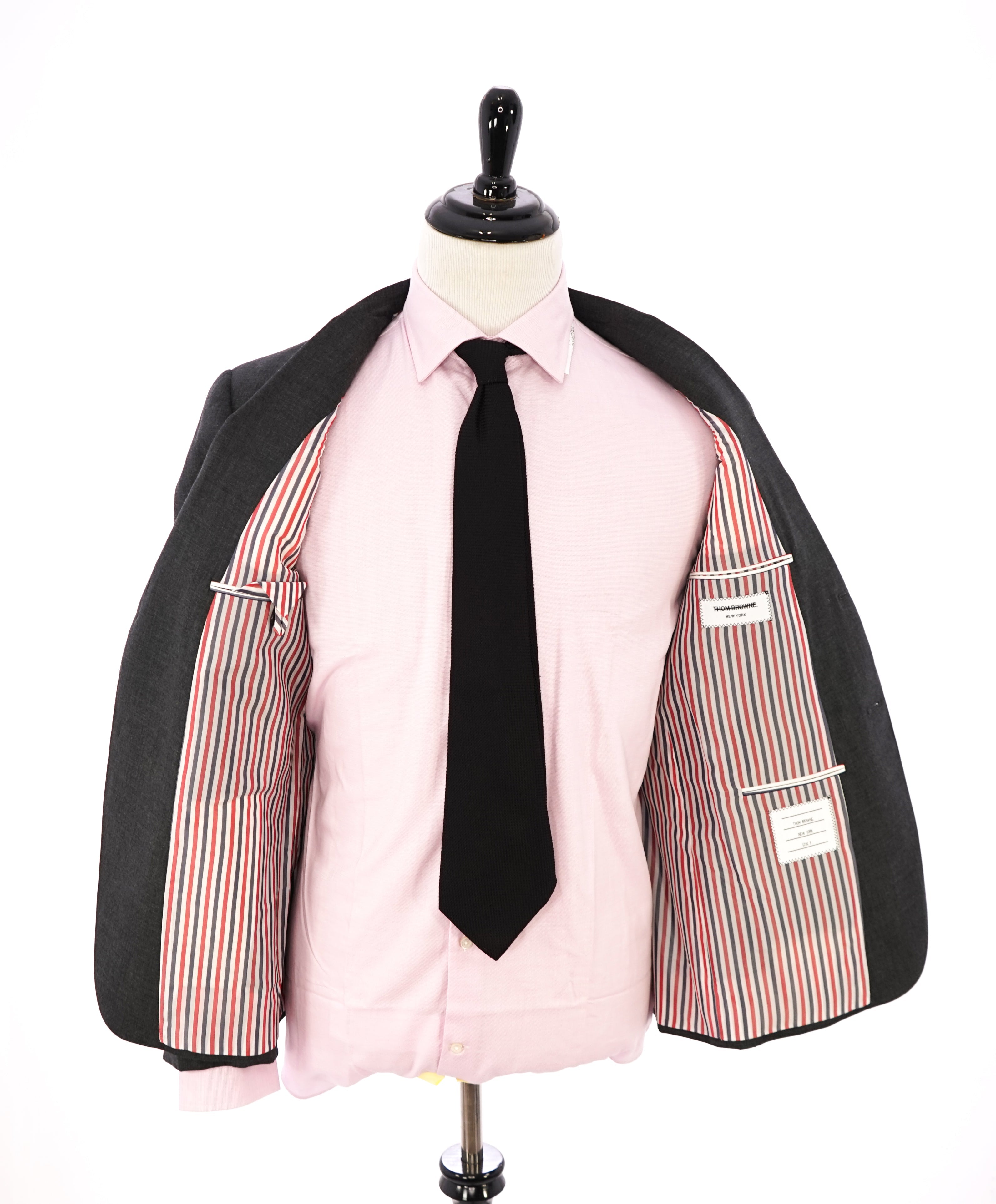 $2,595 THOM BROWNE - Gray Blazer With Iconic LOGO Detailing - SZ 2 (40US)