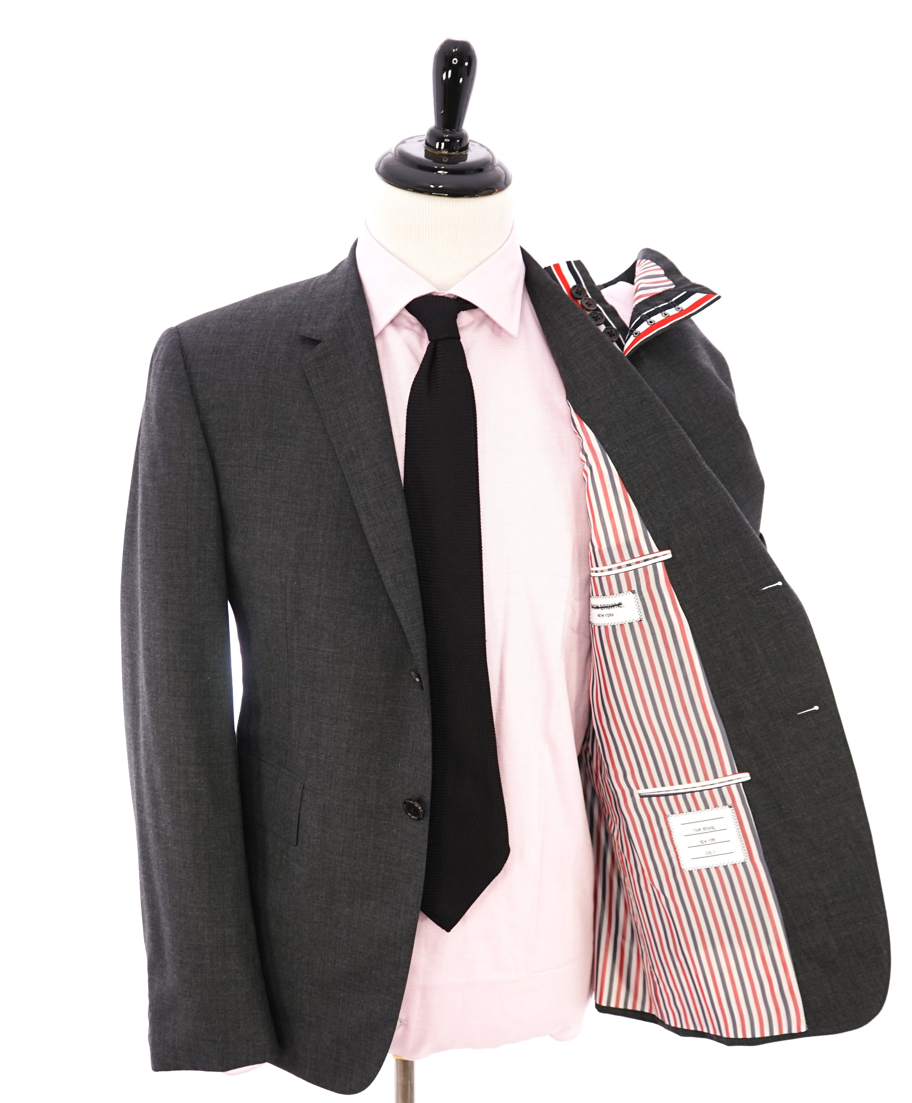 $2,595 THOM BROWNE - Gray Blazer With Iconic LOGO Detailing - SZ 0 (36US)