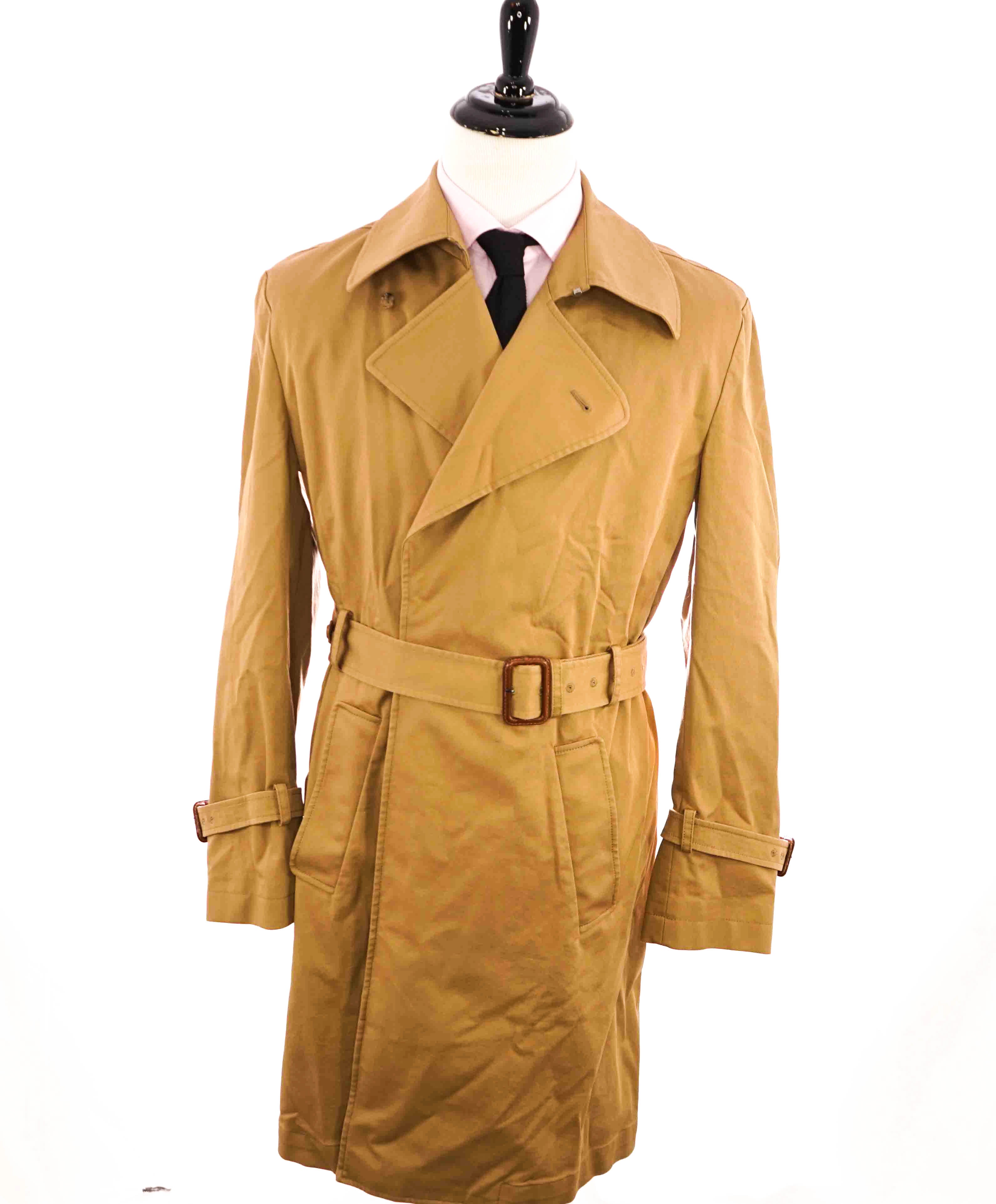 $1,495 ELEVENTY - Camel Trench Coat Jacket In Cotton With Belt Coat- 40 (50EU)