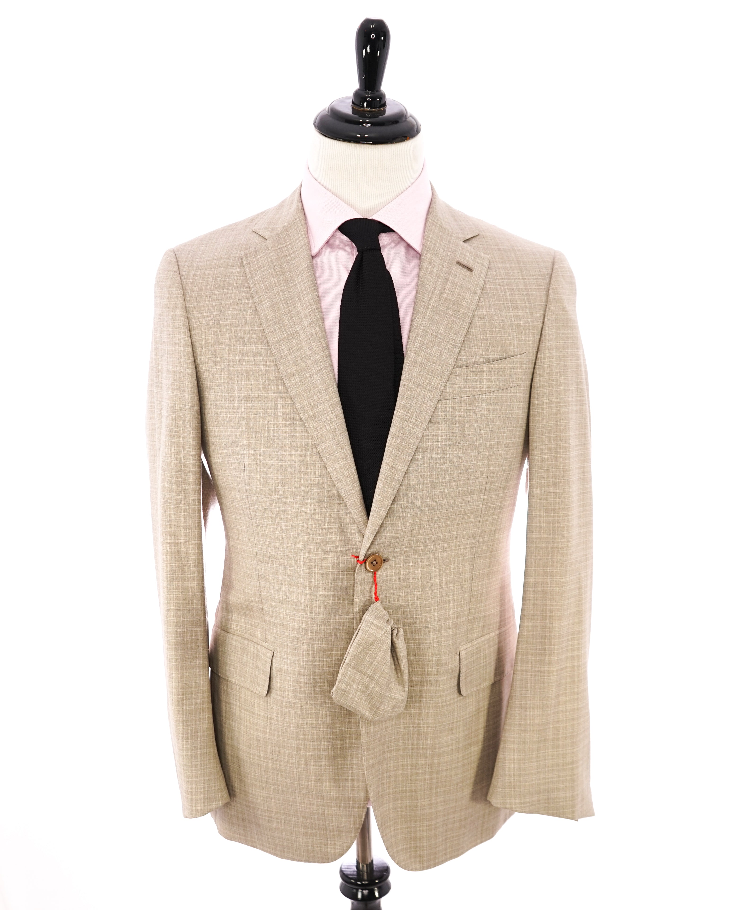 ISAIA - "140's Delain Select" Logo Beige Plaid Check Summer Blazer - 40R