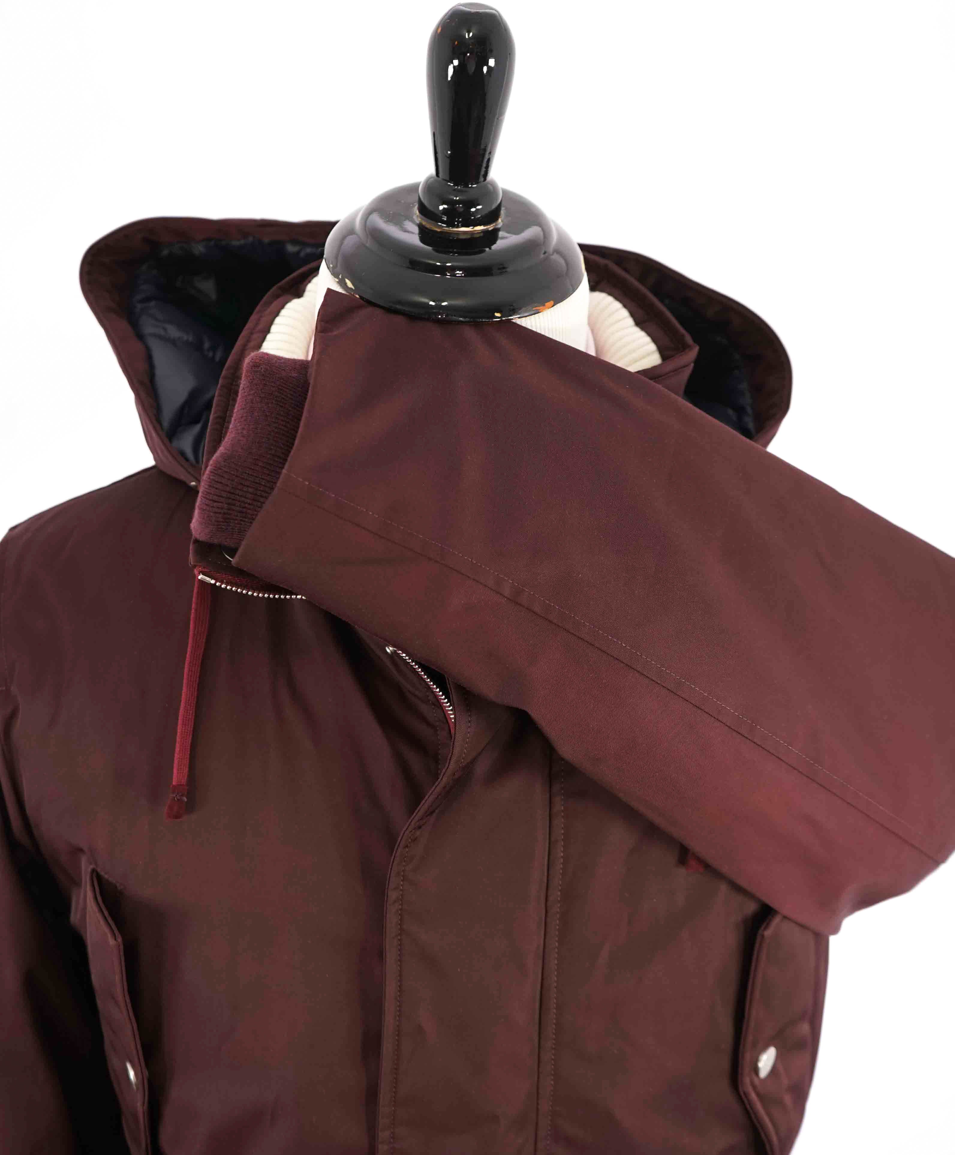 $2,495 ELEVENTY - Burgundy Padded Hooded PARKA Water Resistant Coat- 42 Large