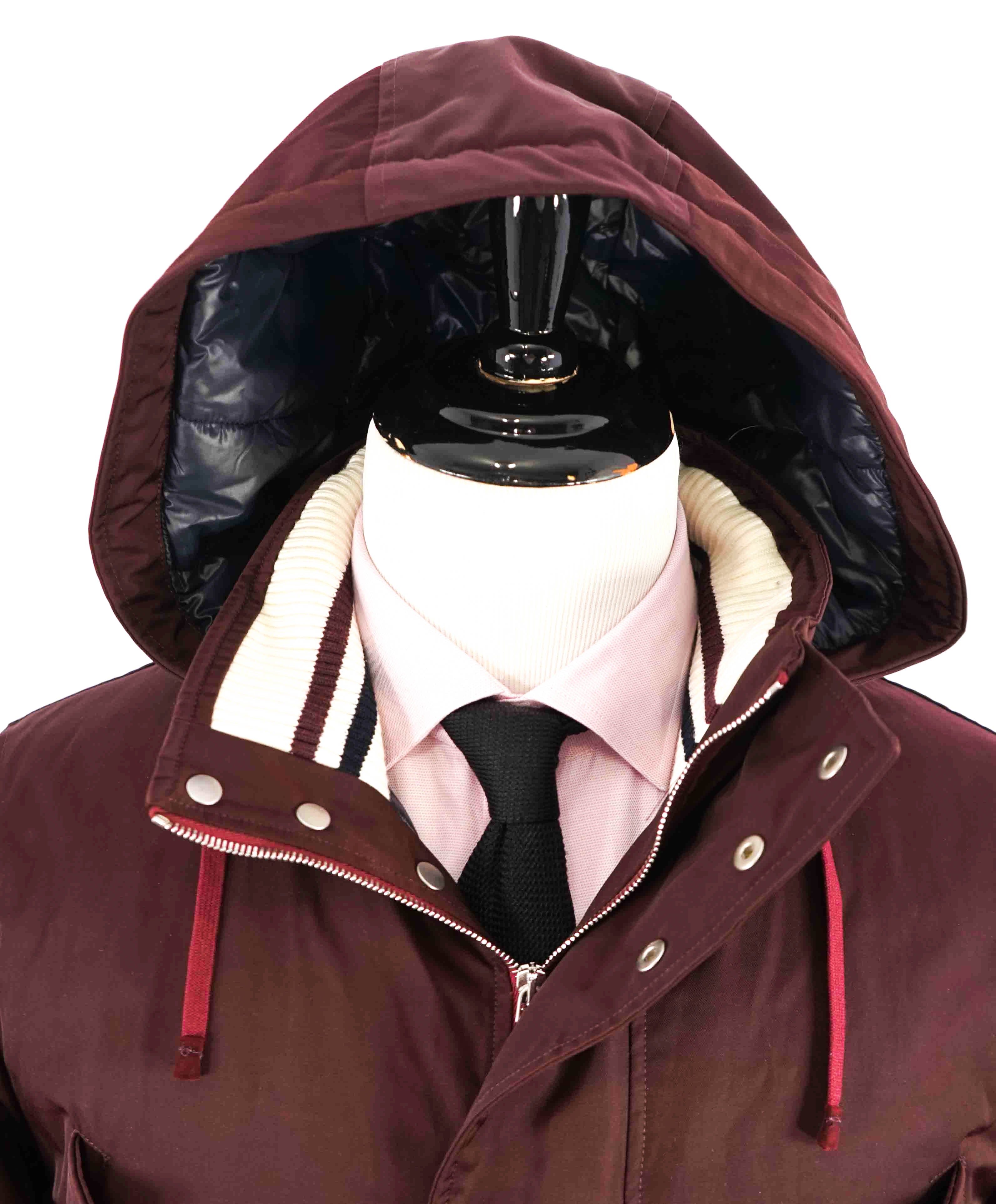 $2,495 ELEVENTY - Burgundy Padded Hooded PARKA Water Resistant Coat- 42 Large