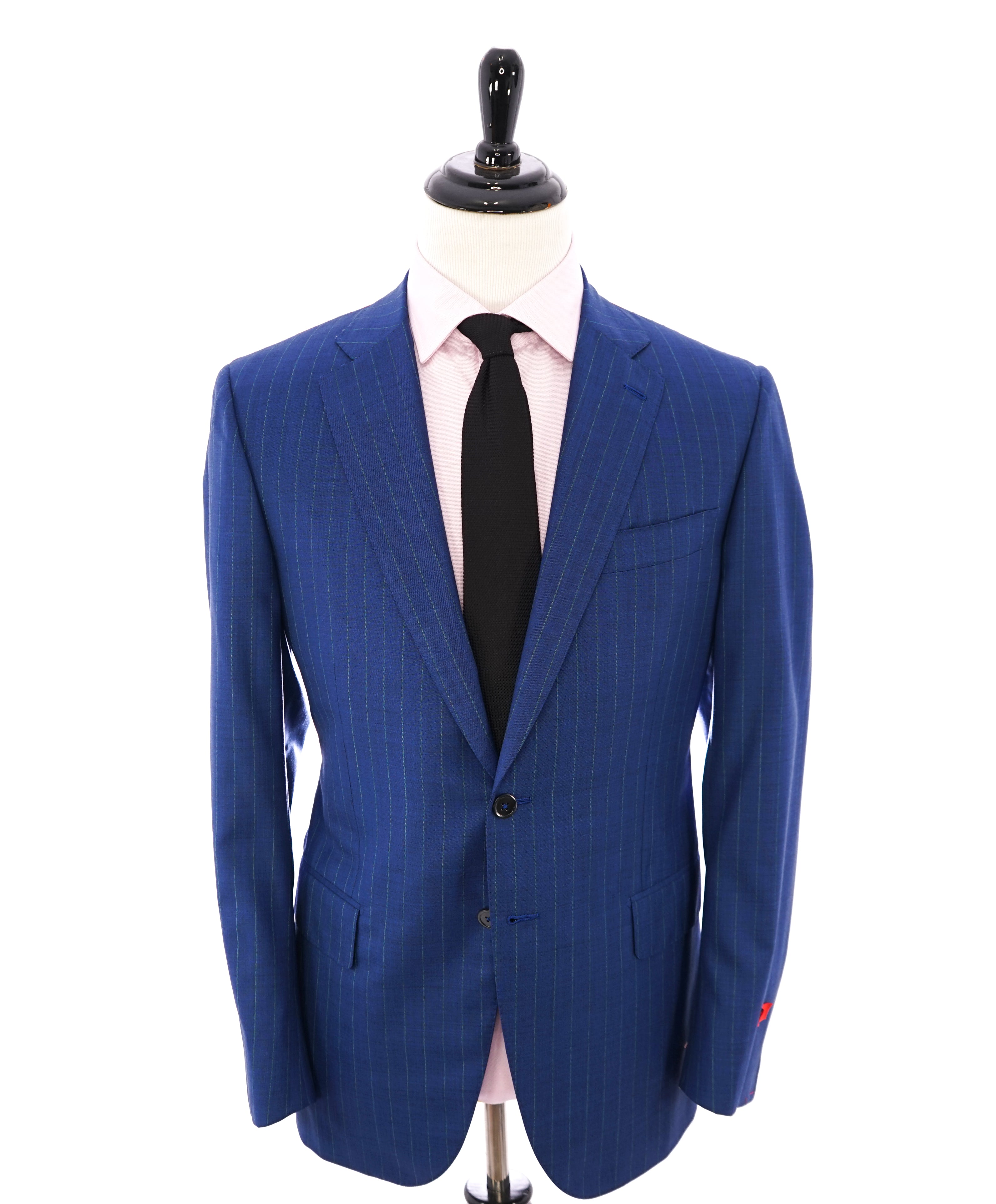 ISAIA - "160's SARTORIA 2PLY" Logo Cobalt Blue & Mint Green LOGO Blazer - 44R