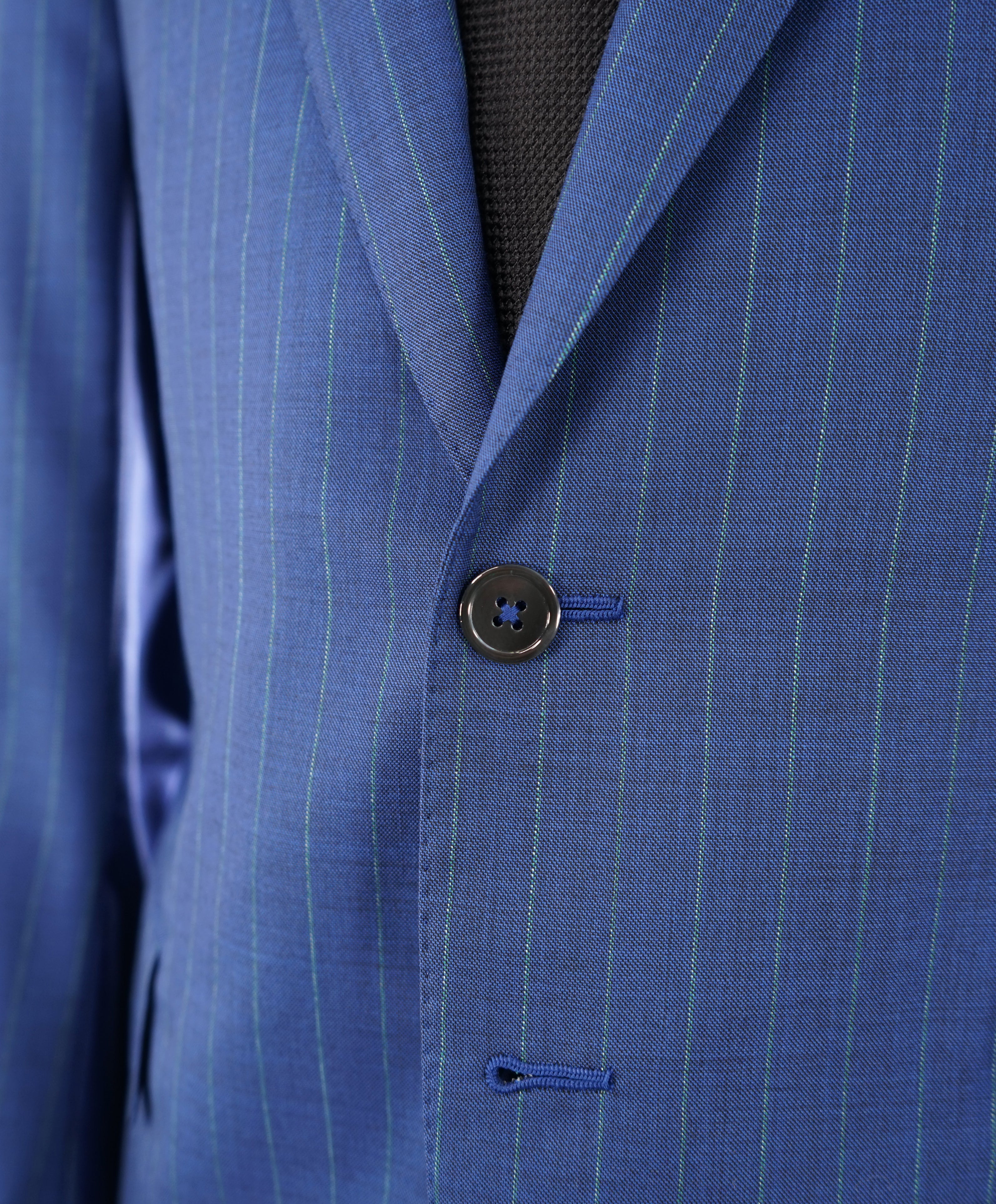 ISAIA - "160's SARTORIA 2PLY" Logo Cobalt Blue & Mint Green LOGO Suit - 40R