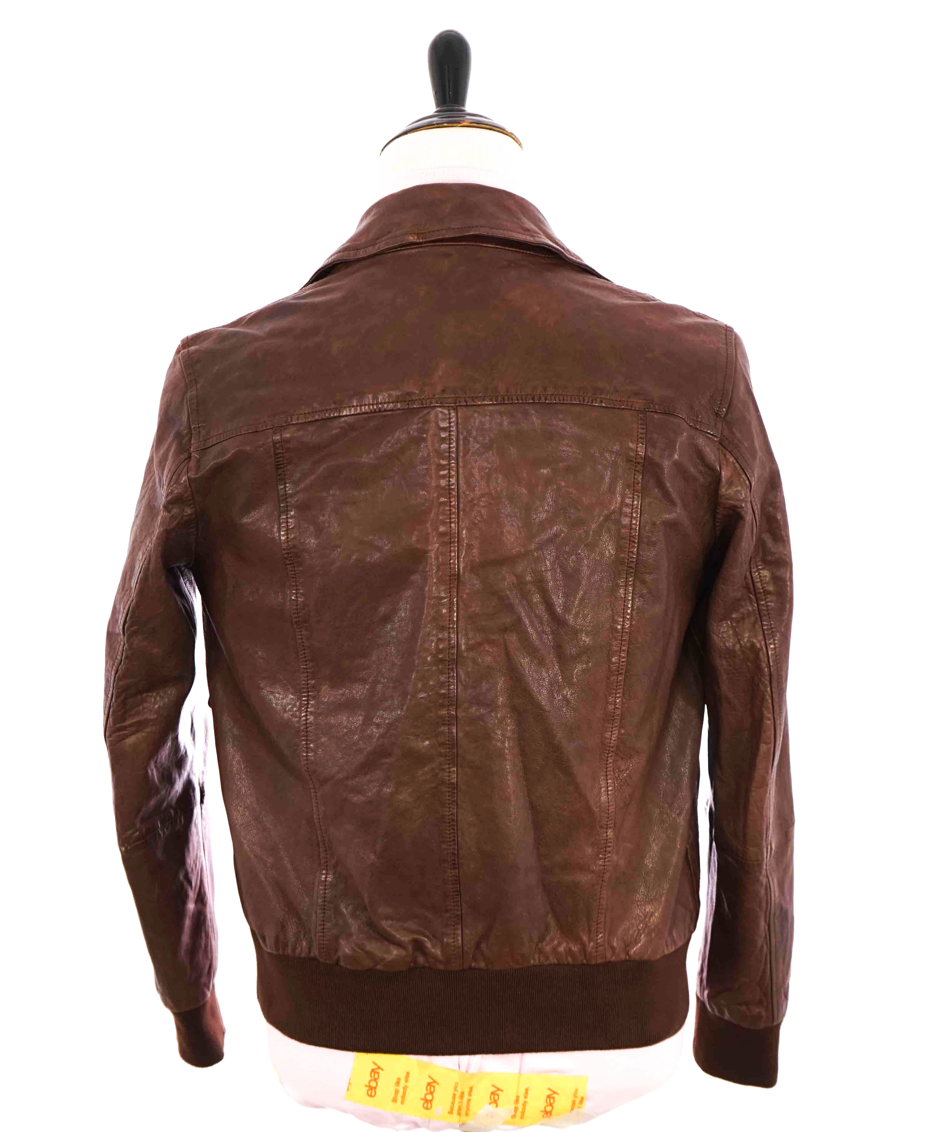 $1,495 ELEVENTY - Distressed LEATHER Aviator/Bomber Jacket (Brunello Cucinelli)- 40US M