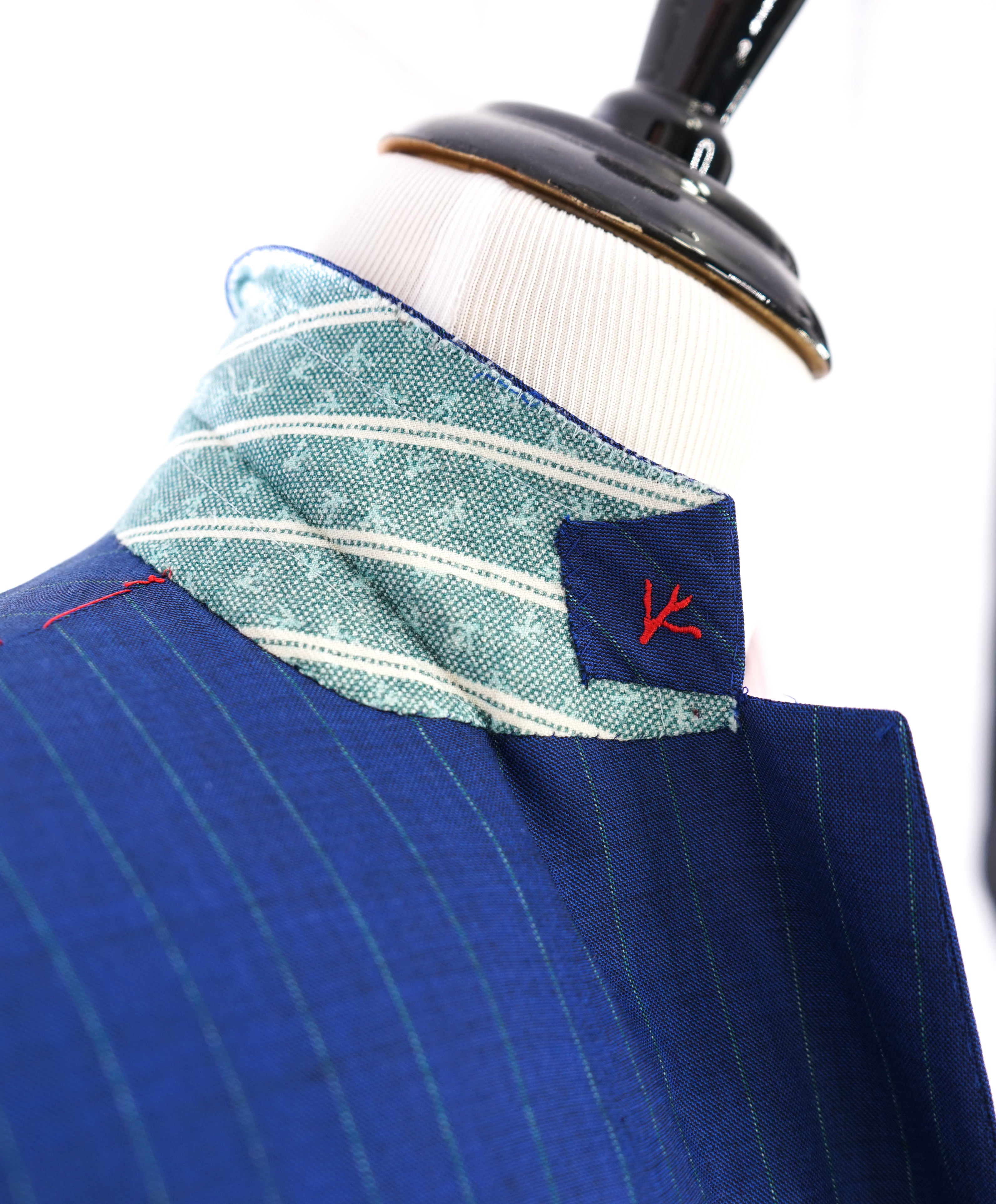 ISAIA - "160's SARTORIA 2PLY" Logo Cobalt Blue & Mint Green LOGO Blazer - 44R