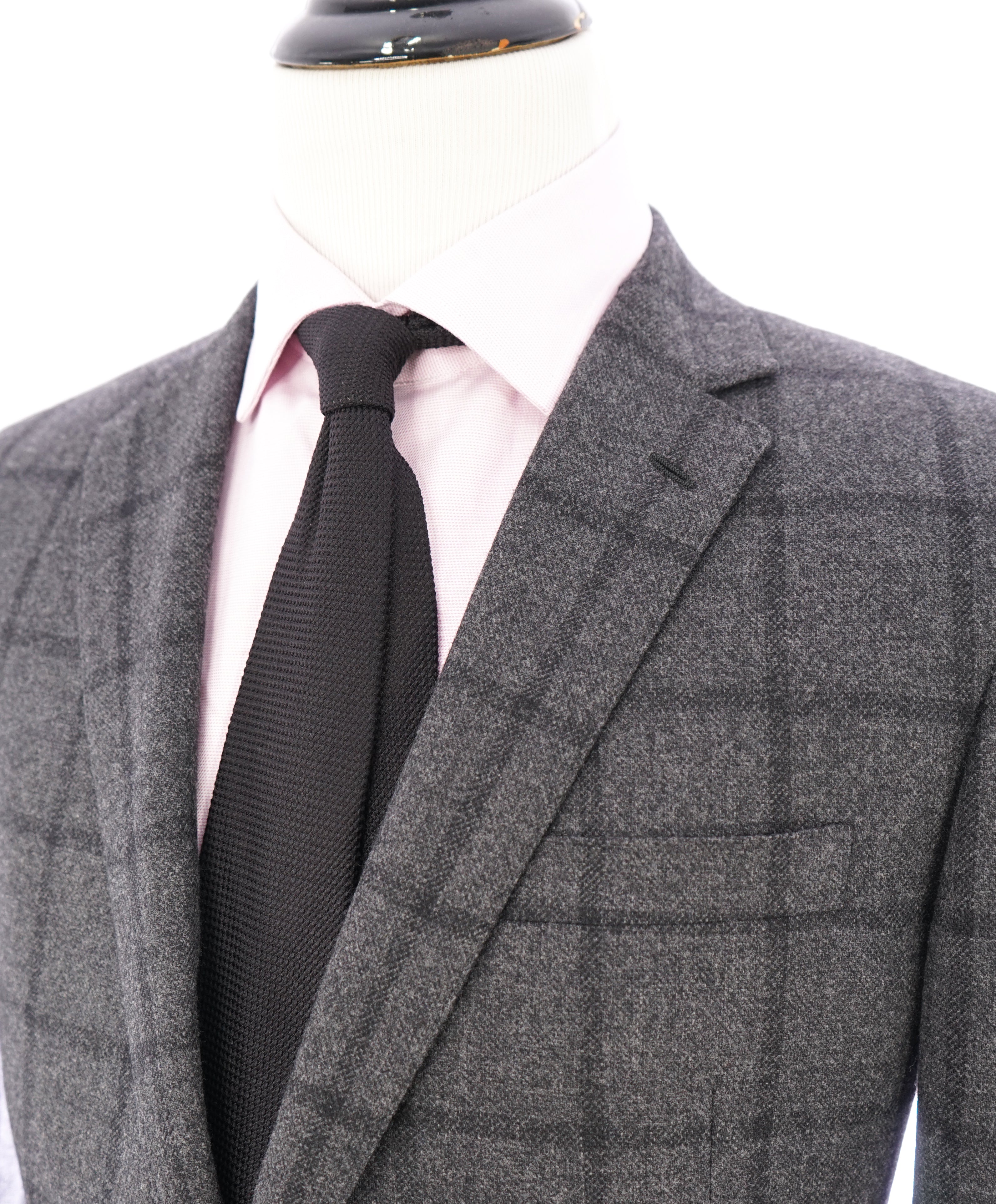 RALPH LAUREN PURPLE LABEL - CASHMERE Gray Windowpane Semi-Lined Blazer - 42R