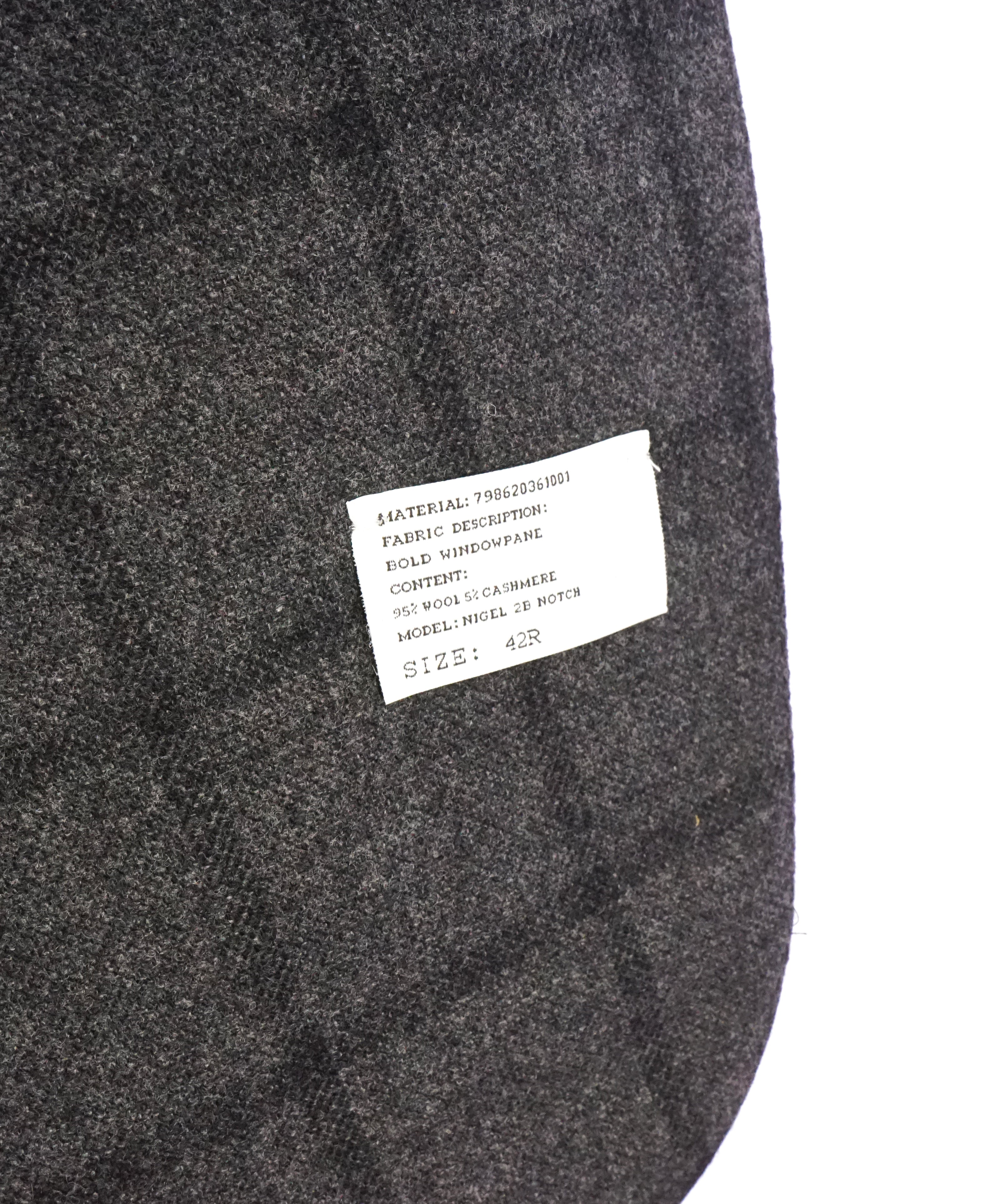 RALPH LAUREN PURPLE LABEL - CASHMERE Gray Windowpane Semi-Lined Blazer - 42R