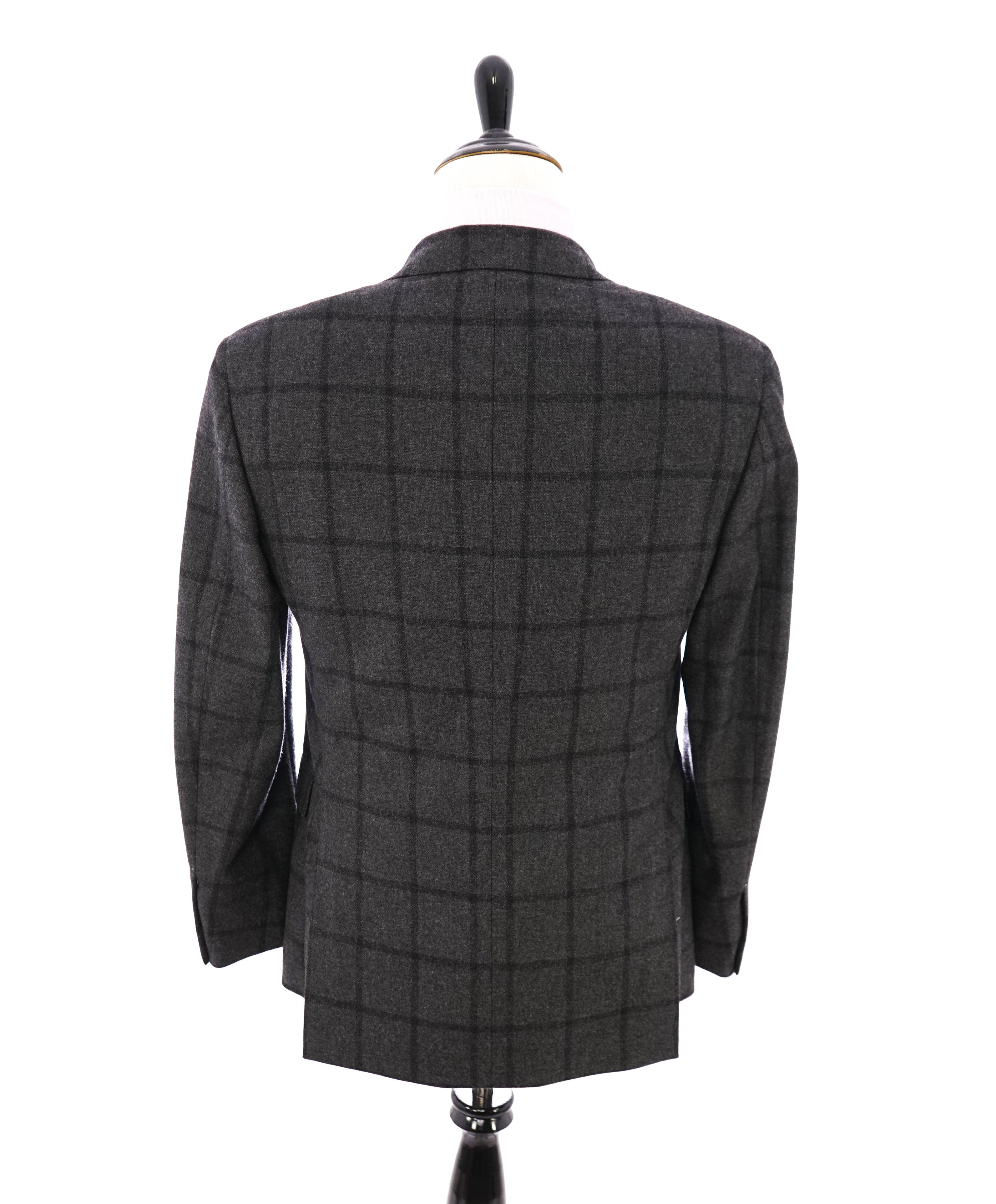 RALPH LAUREN PURPLE LABEL - CASHMERE Gray Windowpane Semi-Lined Blazer - 42R