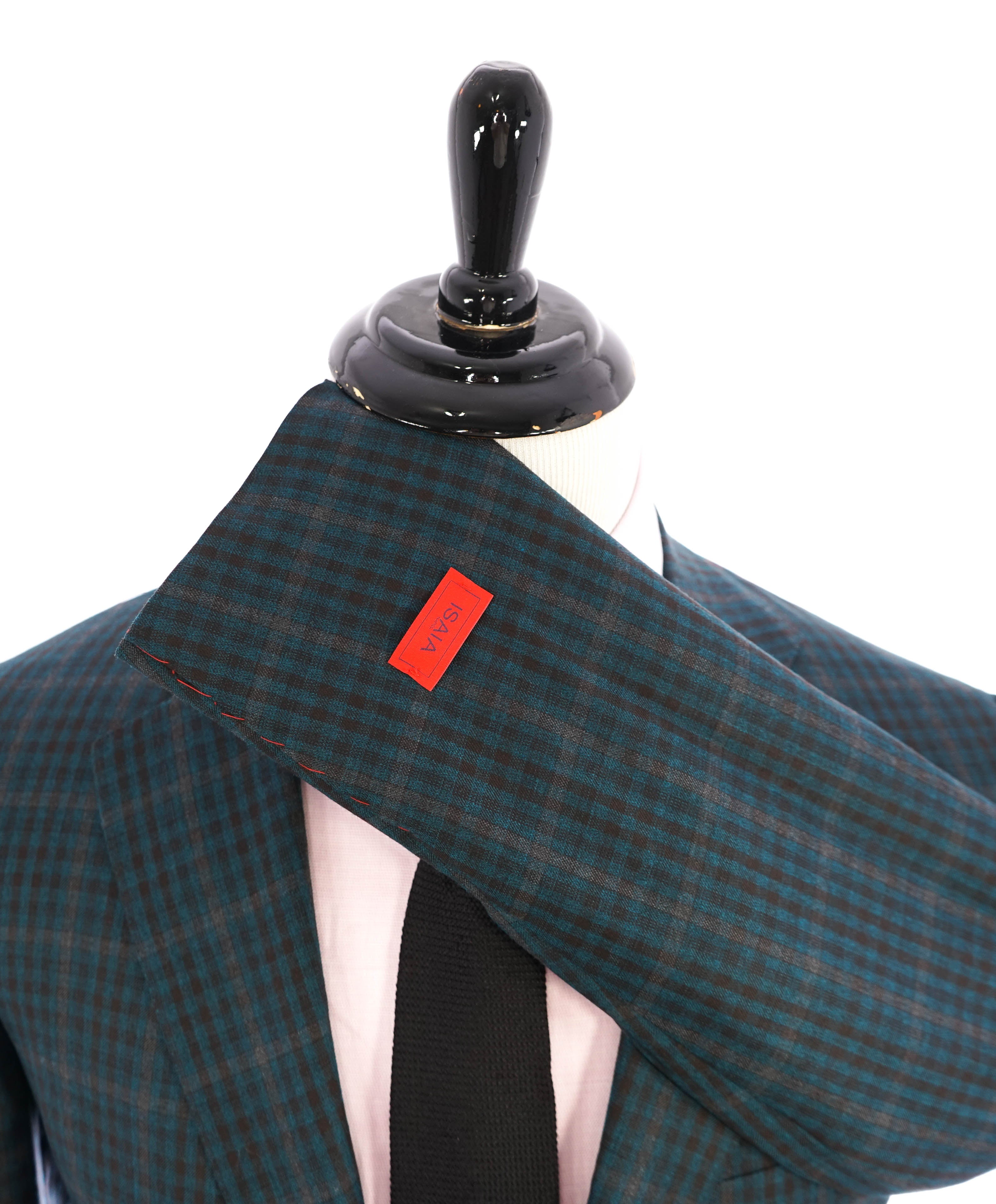 ISAIA - Green "Teal/Brown" Bold Check Plaid "Delain Select" Blazer W LOGO- 42L