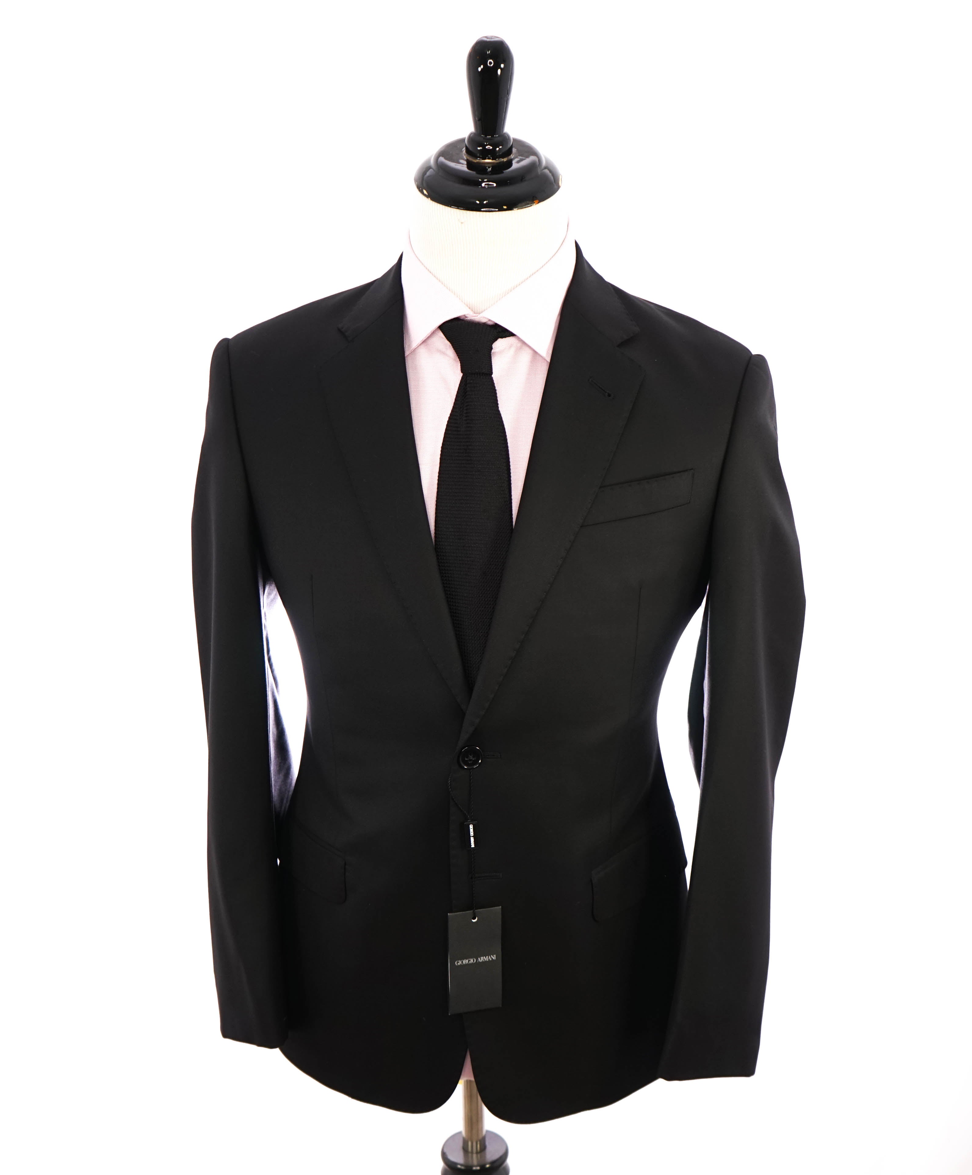 GIORGIO ARMANI - Jet Black 2-Button Super 160's “SOFT” Collection Suit - 38S