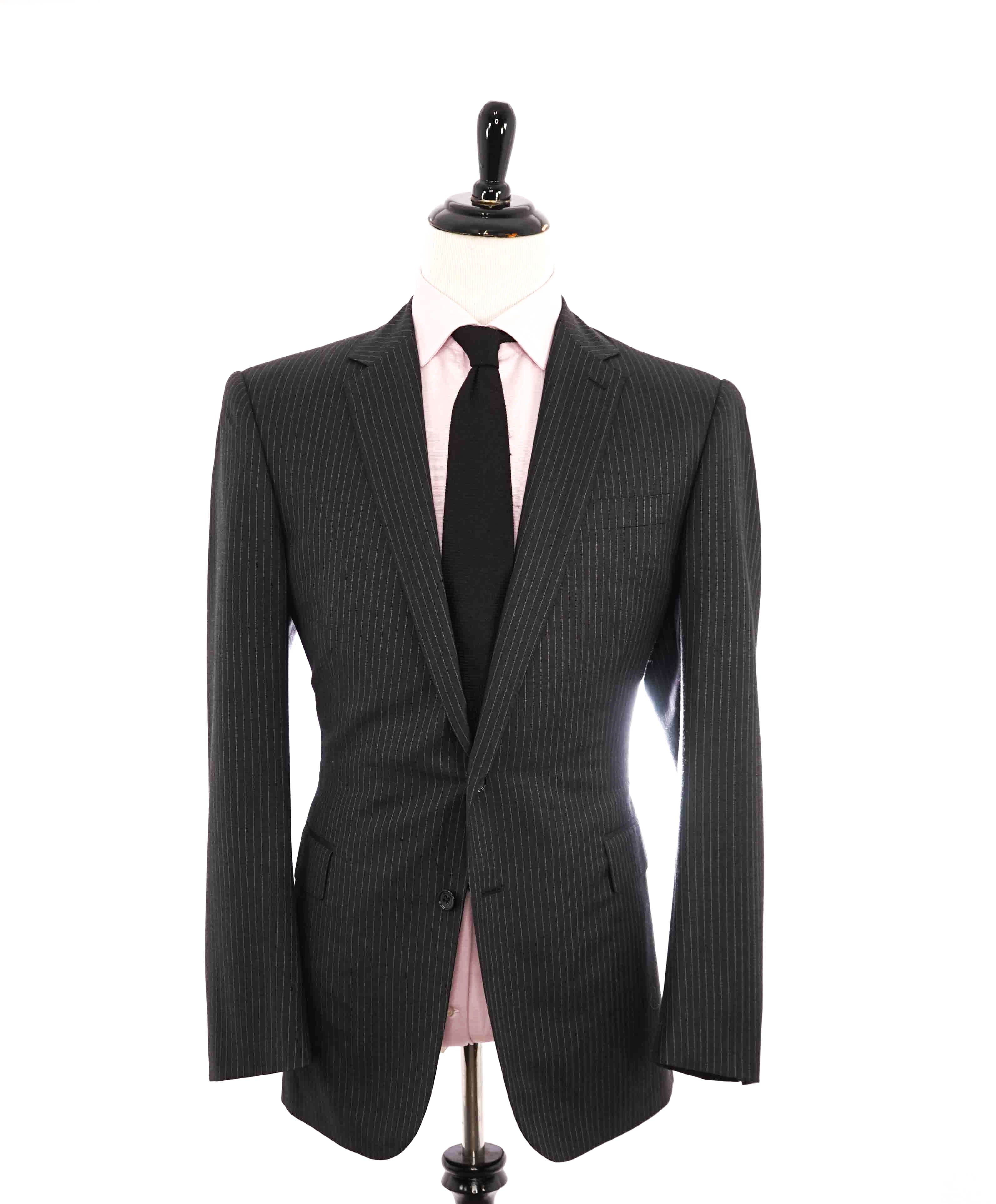 $1,595 RALPH LAUREN BLACK LABEL - Charcoal Ivory Stripe Wool Blazer - 44L