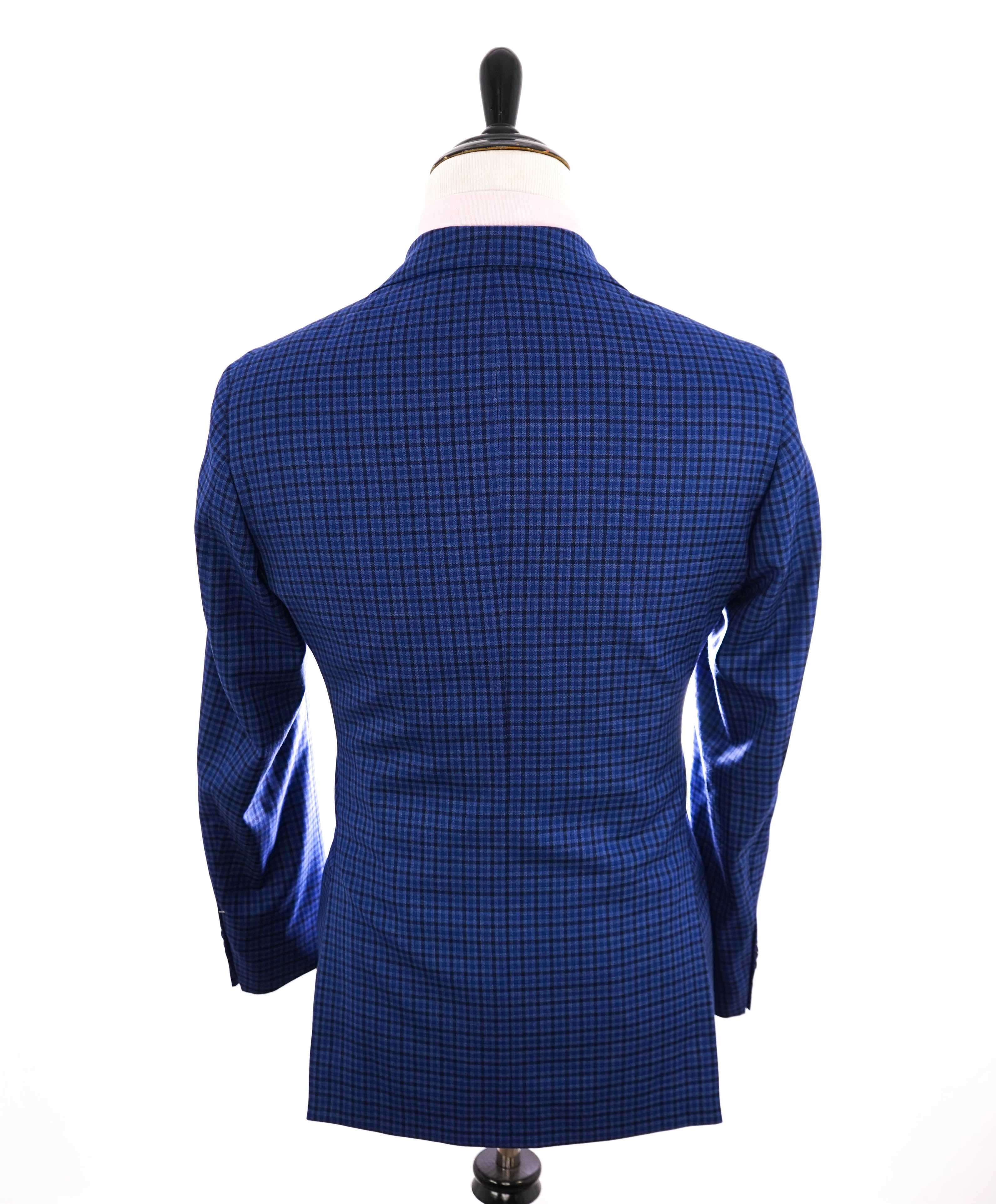 LUBIAM - "GUABELLO" Fabric Cobalt Blue Check Soft Shoulder Blazer - 38R