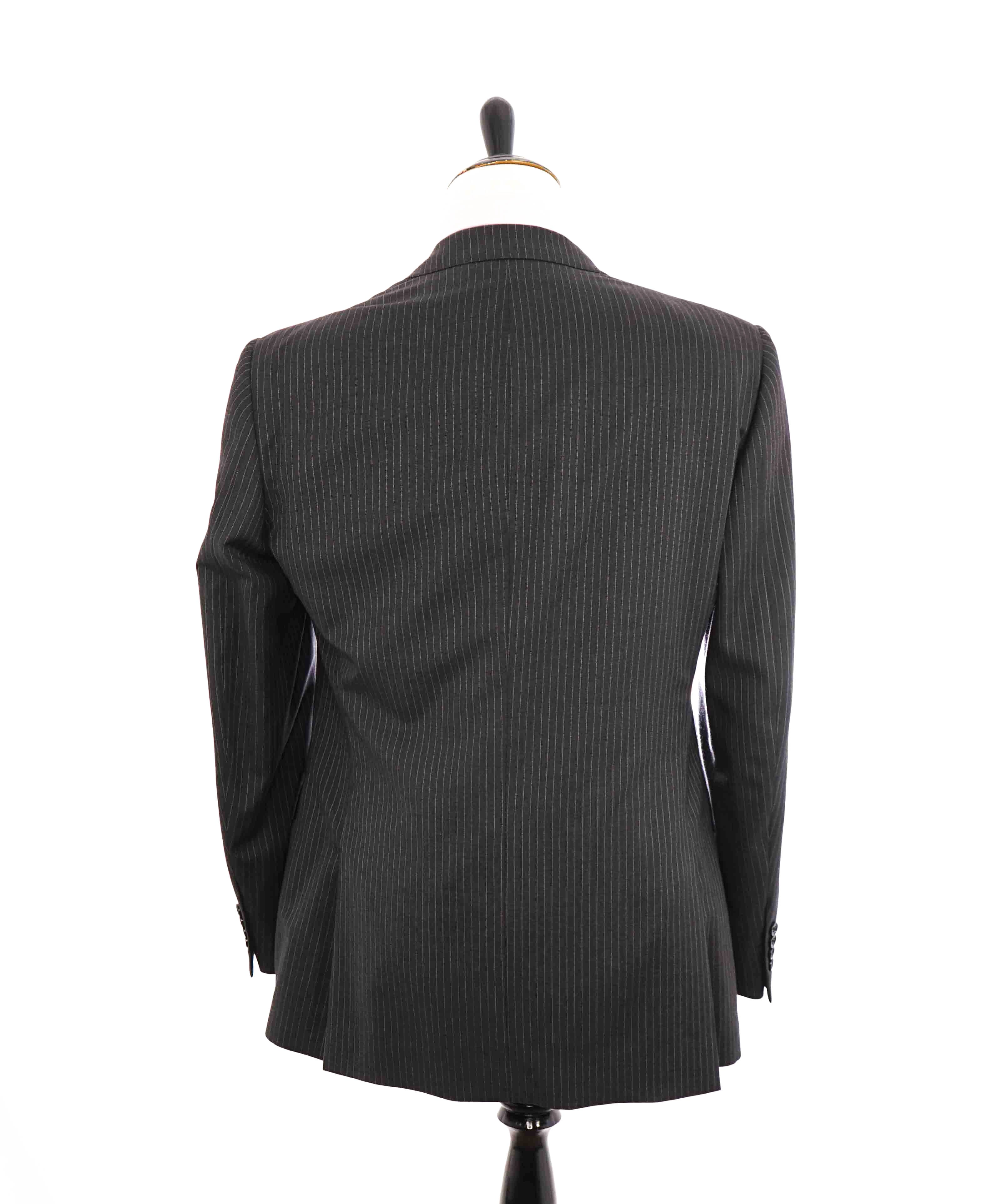 $1,595 RALPH LAUREN BLACK LABEL - Charcoal Ivory Stripe Wool Blazer - 44L