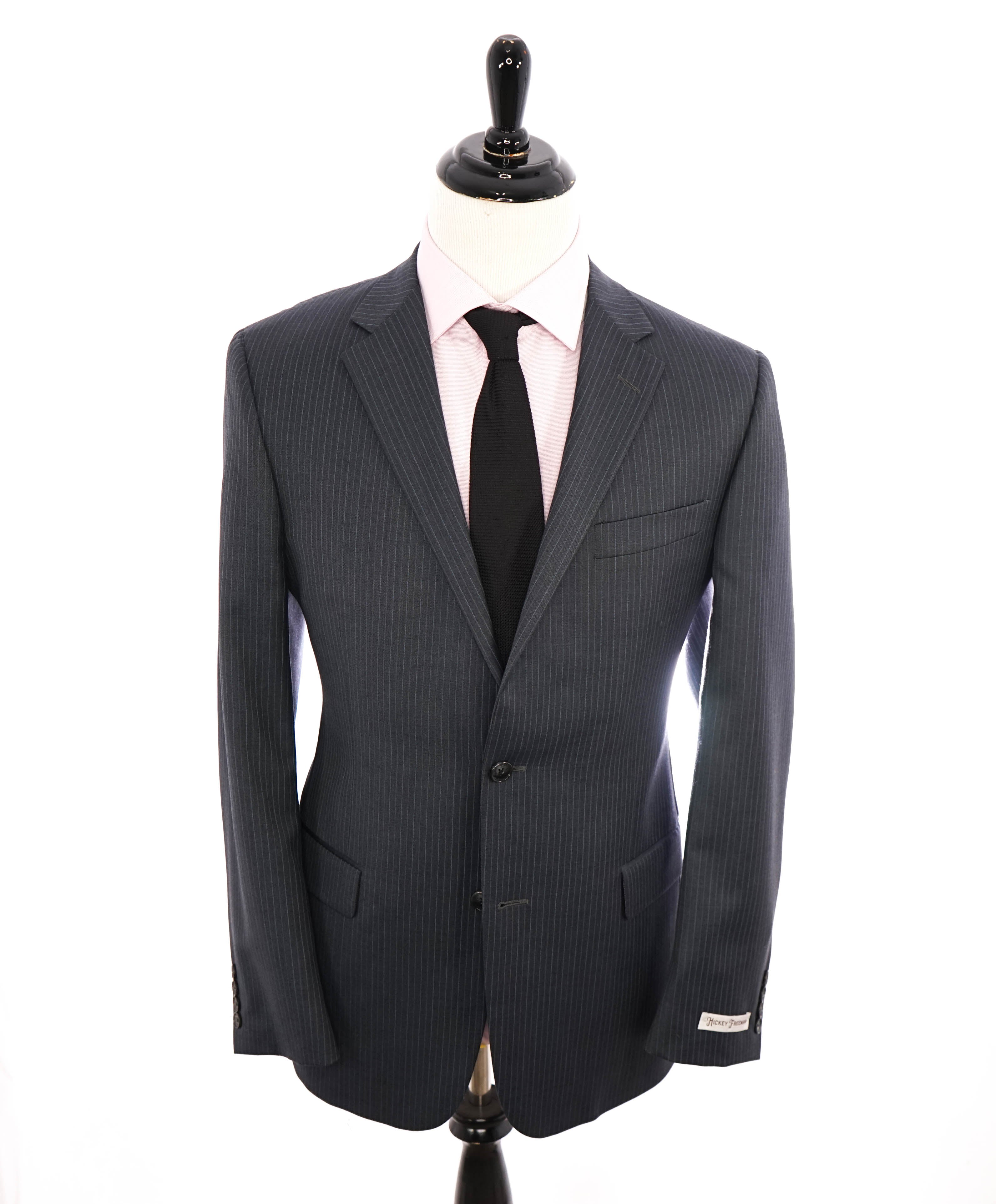 HICKEY FREEMAN - Gray on Gray Tonal Stripe "Milburn ii" Notch Lapel Suit - 42L