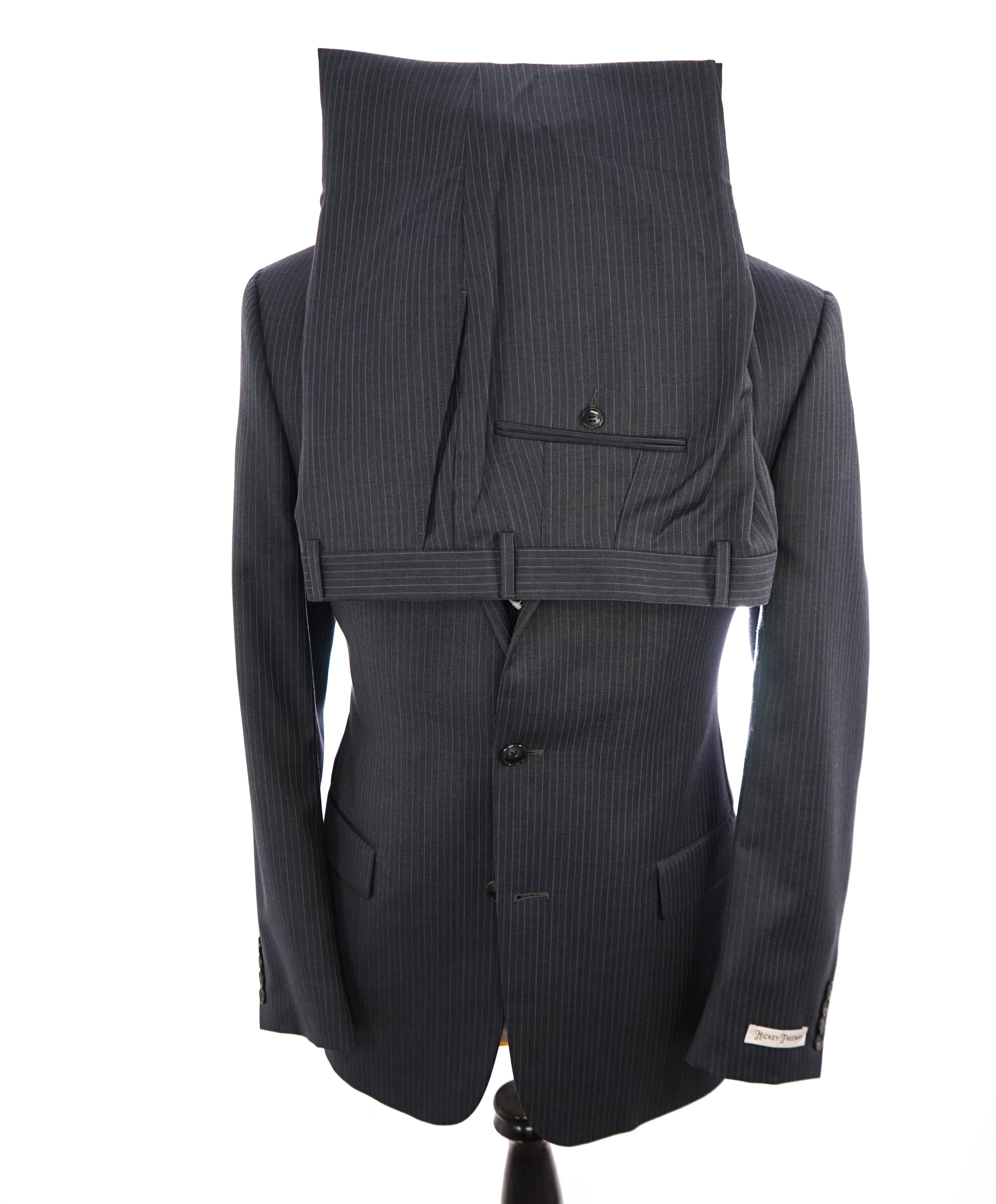 HICKEY FREEMAN - Gray on Gray Tonal Stripe "Milburn ii" Notch Lapel Suit - 42L