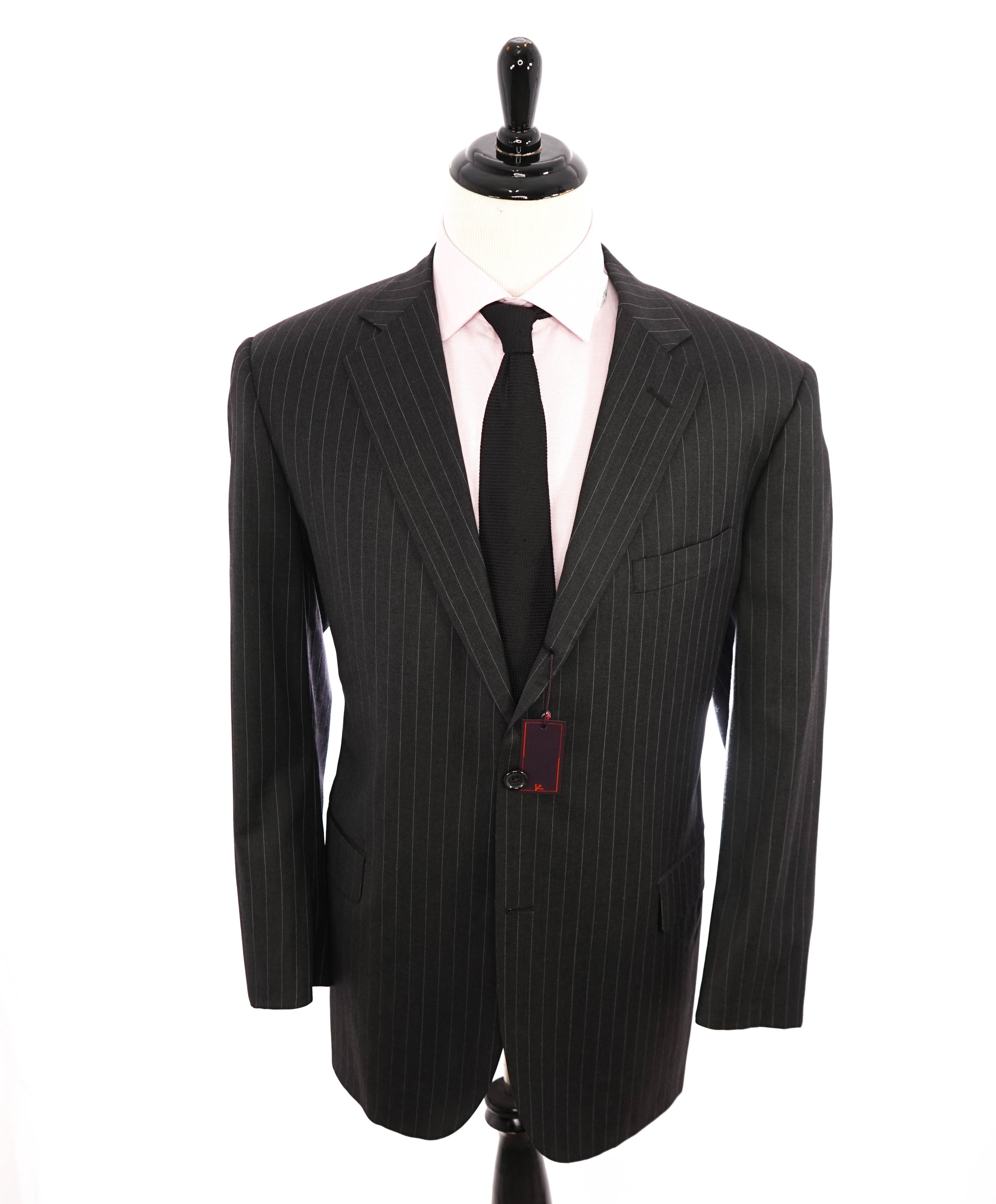 ISAIA - Classic CHALK STRIPE Notch 2/3 Button Roll Lapel Suit - 46R