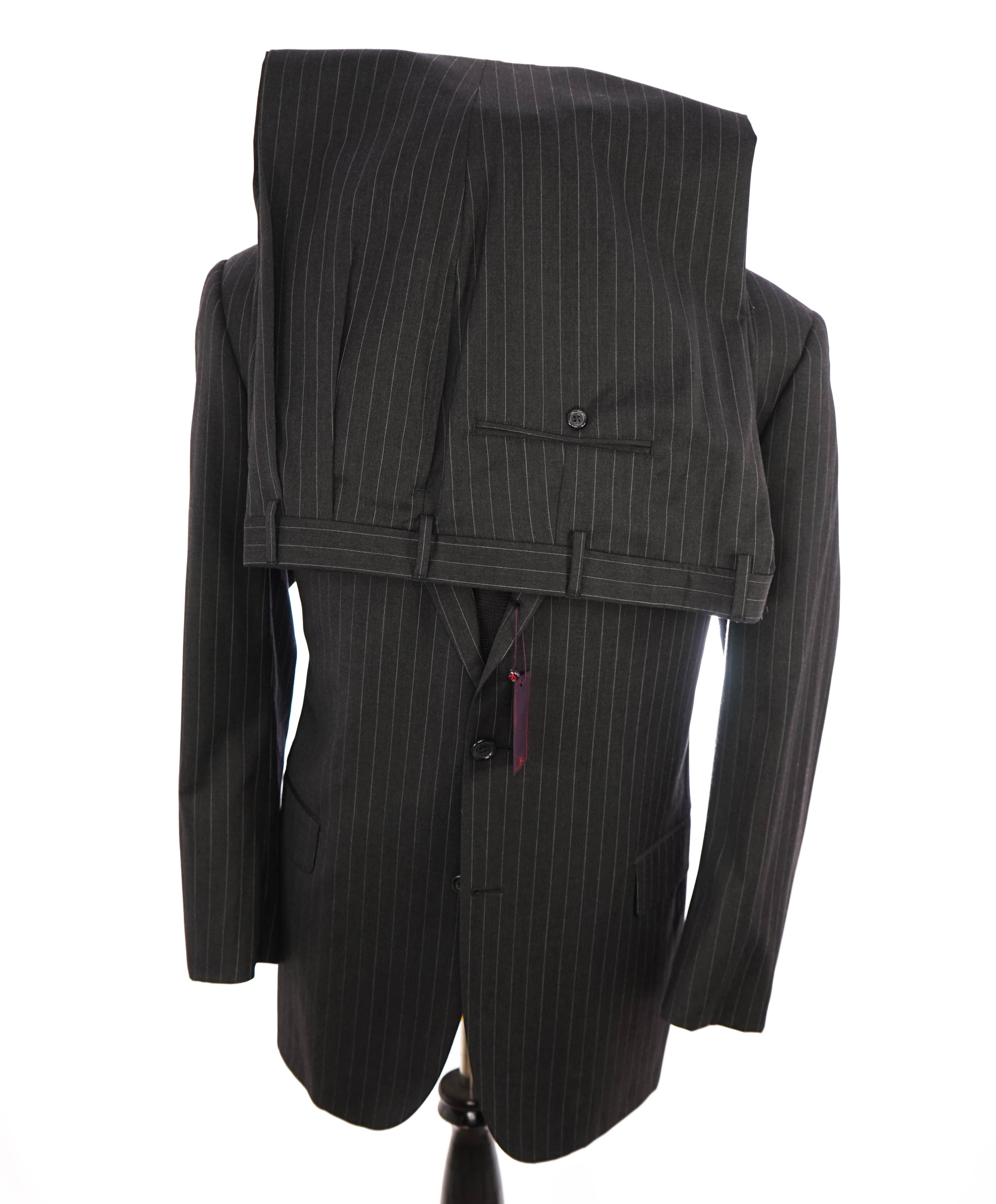 ISAIA - Classic CHALK STRIPE Notch 2/3 Button Roll Lapel Suit - 46R