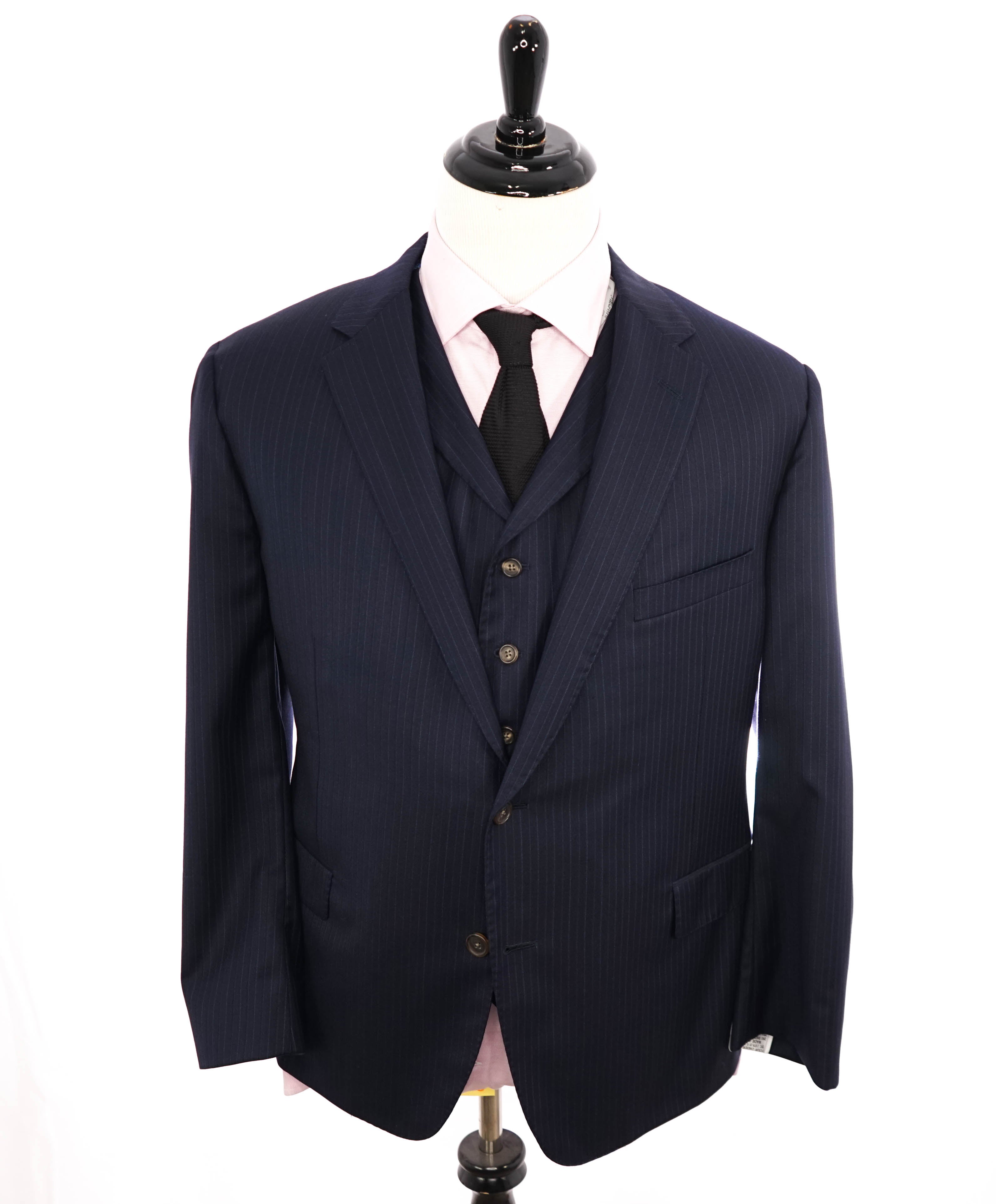 SAMUELSOHN - LORO PIANA "FOUR SEASON" Super 130’s 3-Piece Blue Suit - 48R