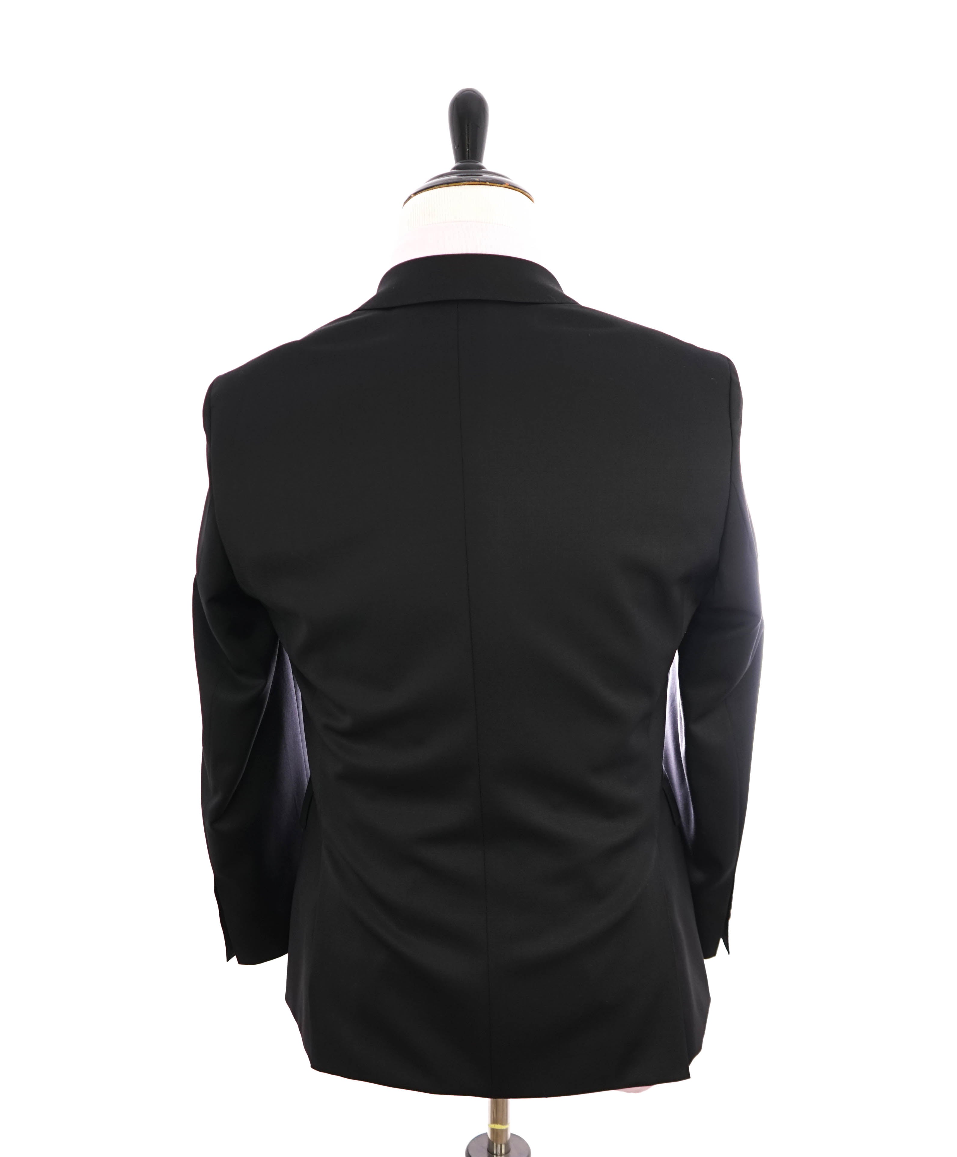 HUGO BOSS - "REDA Super100" Solid Black Notch Lapel Suit - 36S