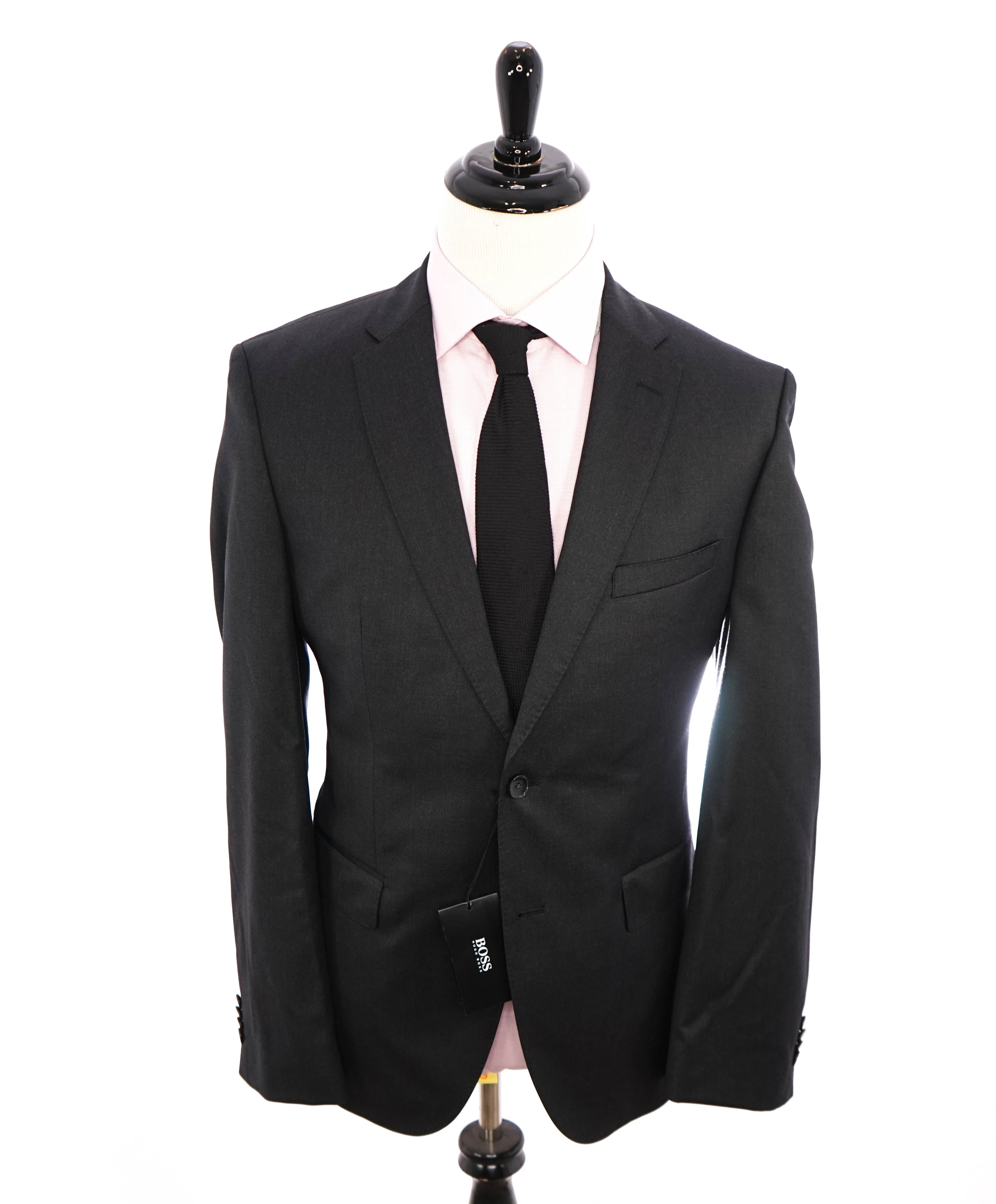 HUGO BOSS - "REDA Super100" Solid Gray Notch Lapel Suit - 42R