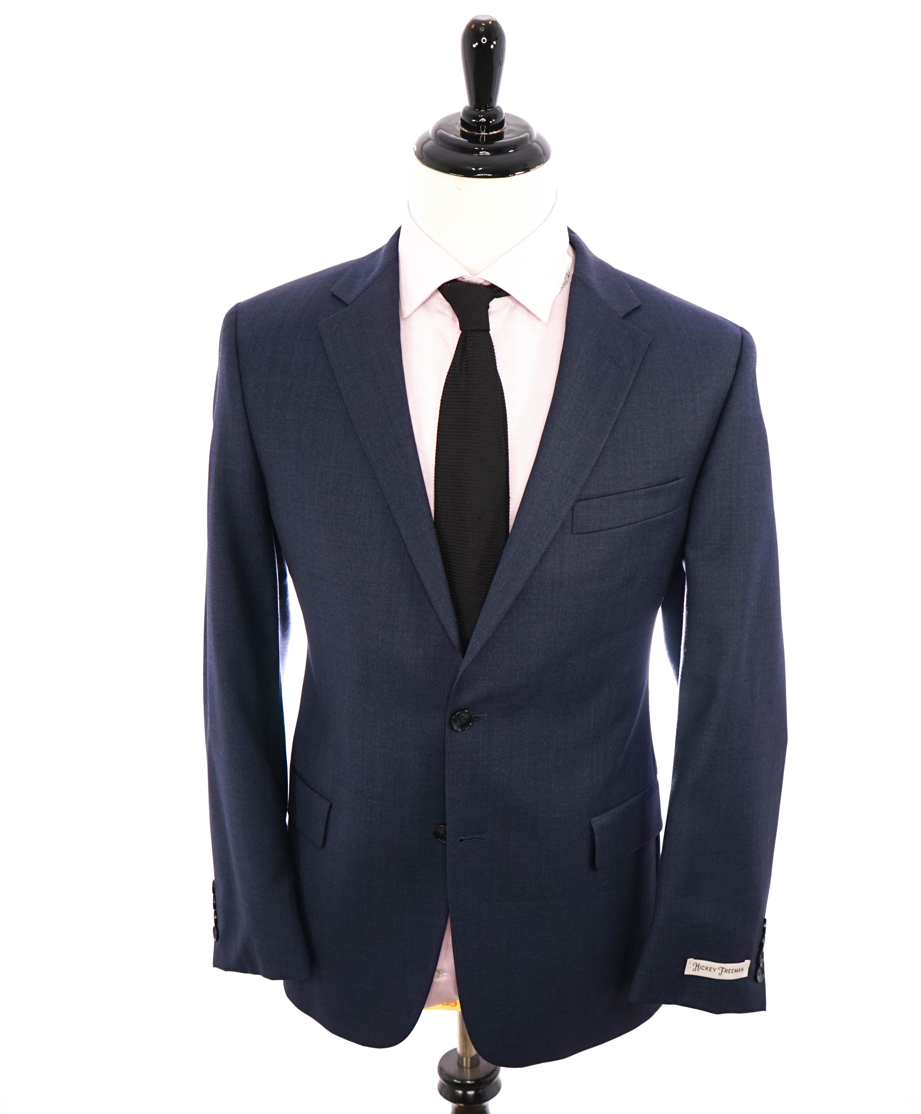 HICKEY FREEMAN - Steel Blue Textured "Milburn ii" Notch Lapel Suit - 42R