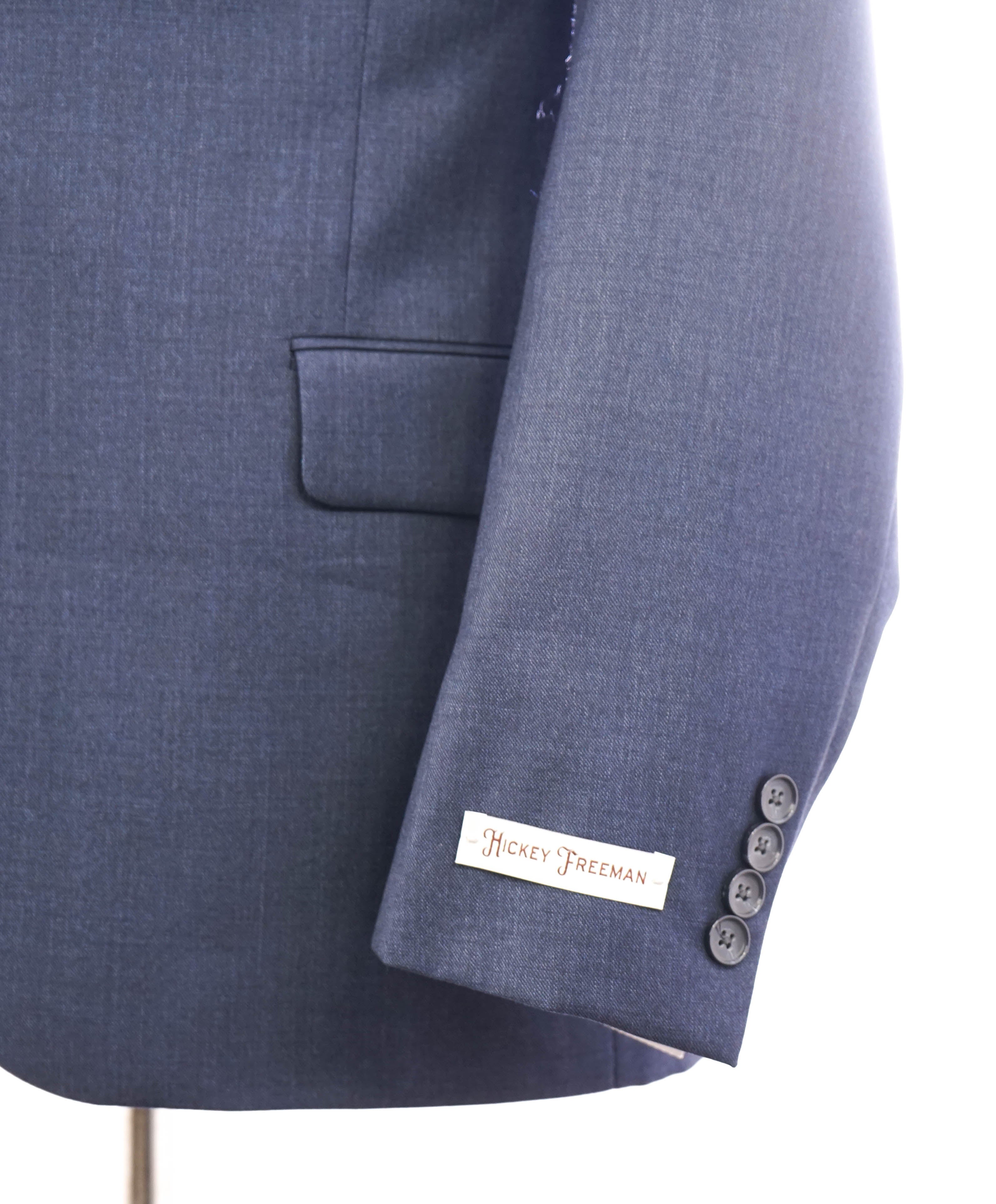 HICKEY FREEMAN - Steel Blue Textured "Milburn ii" Notch Lapel Suit - 42R