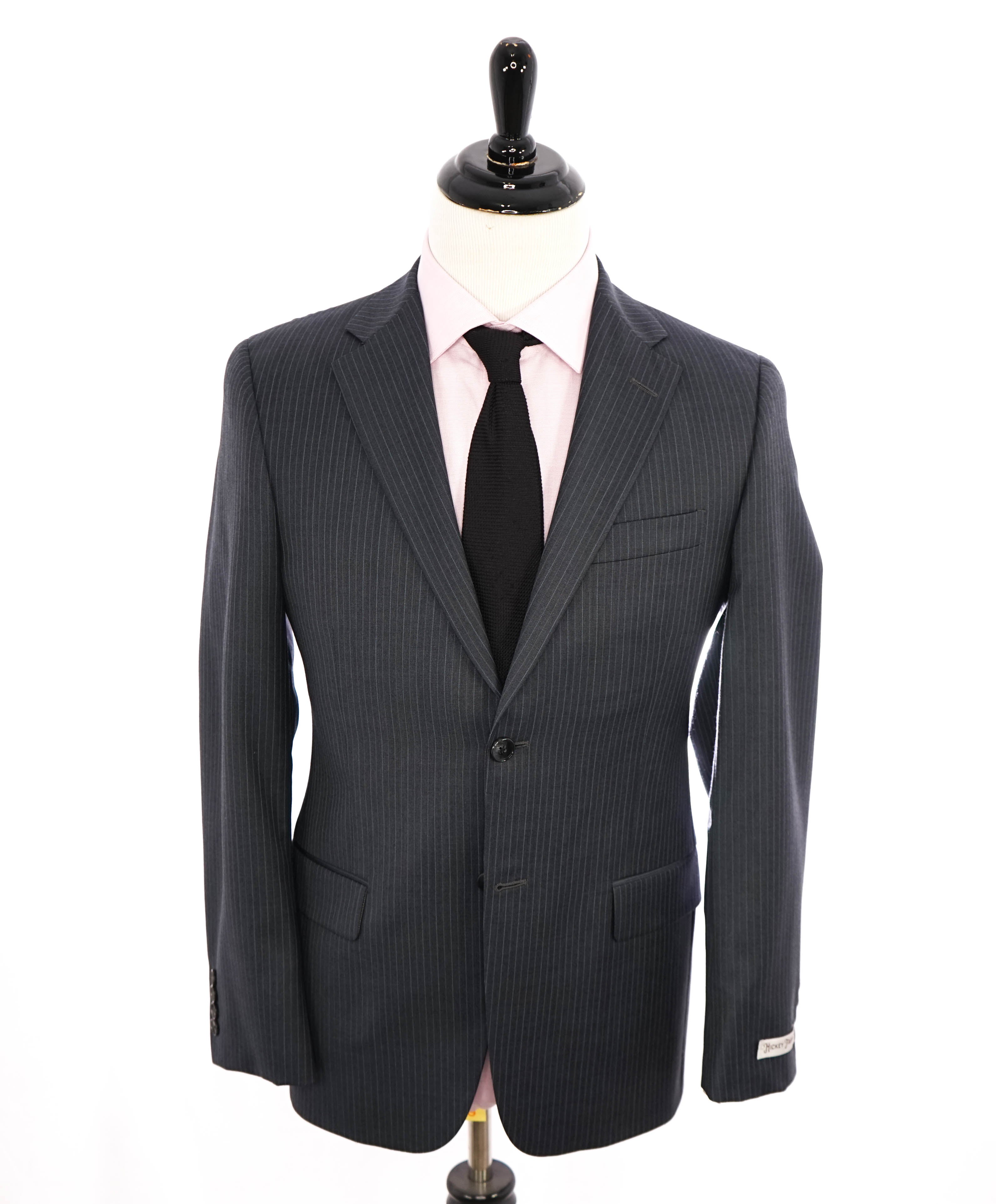 HICKEY FREEMAN - Gray on Gray Tonal Stripe "Milburn ii" Notch Lapel Suit - 38R