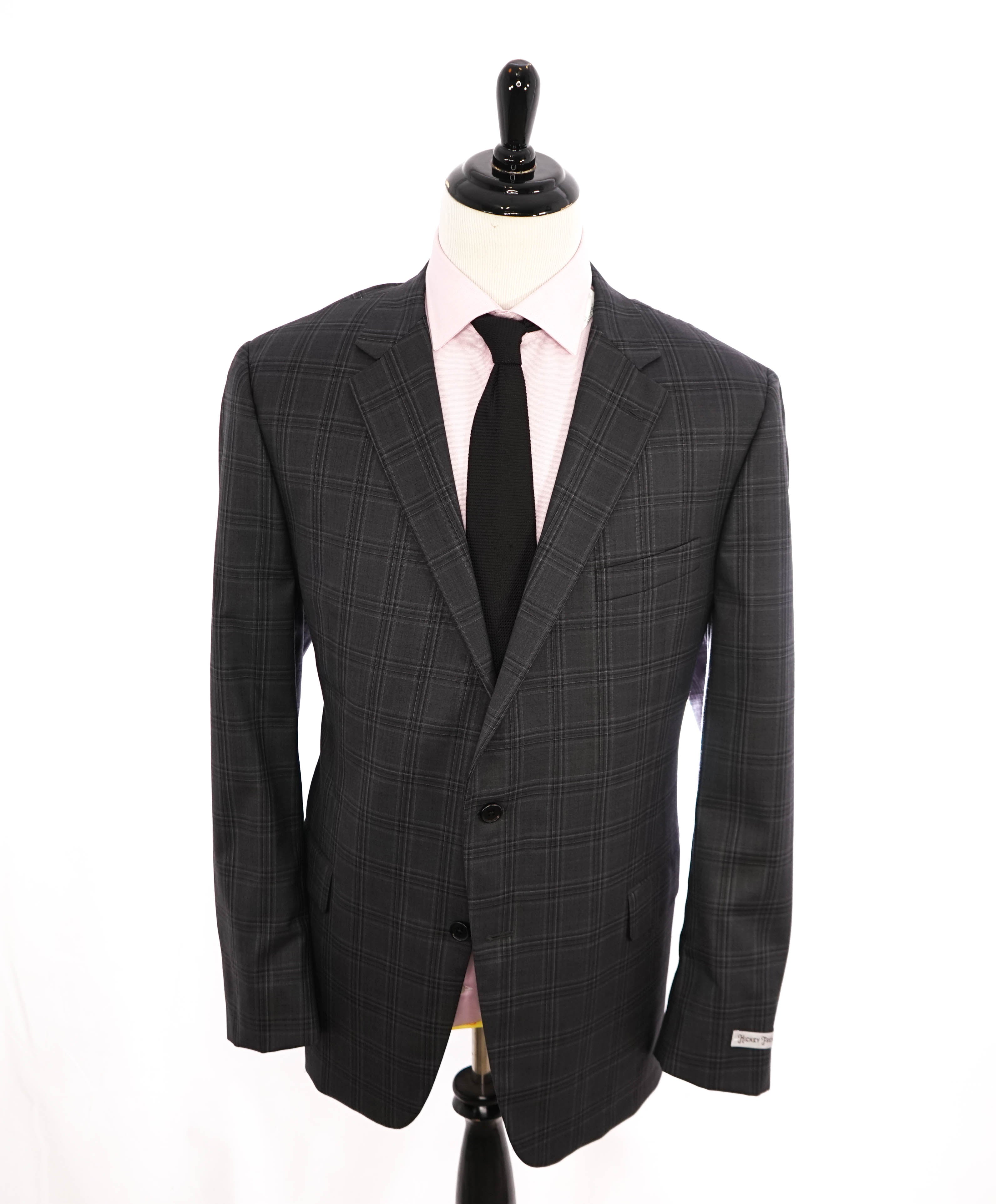 HICKEY FREEMAN - Solid Gray Plaid Check "Milburn ii" Notch Lapel Suit - 48L