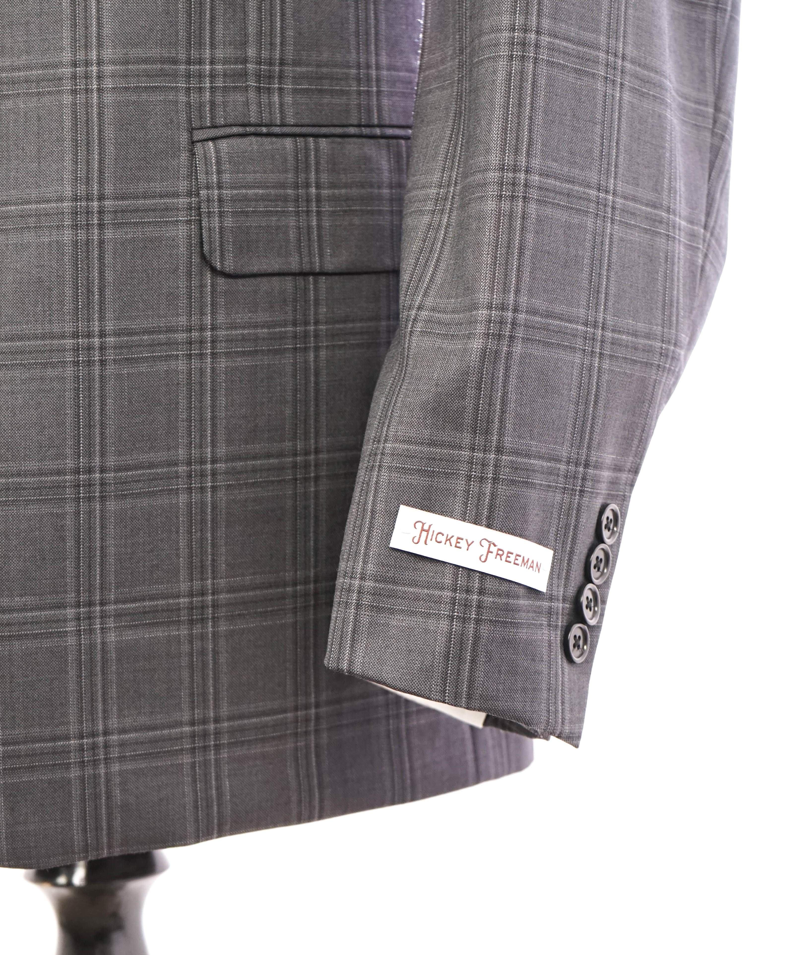 HICKEY FREEMAN - Solid Gray Plaid Check "Milburn ii" Notch Lapel Suit - 48L