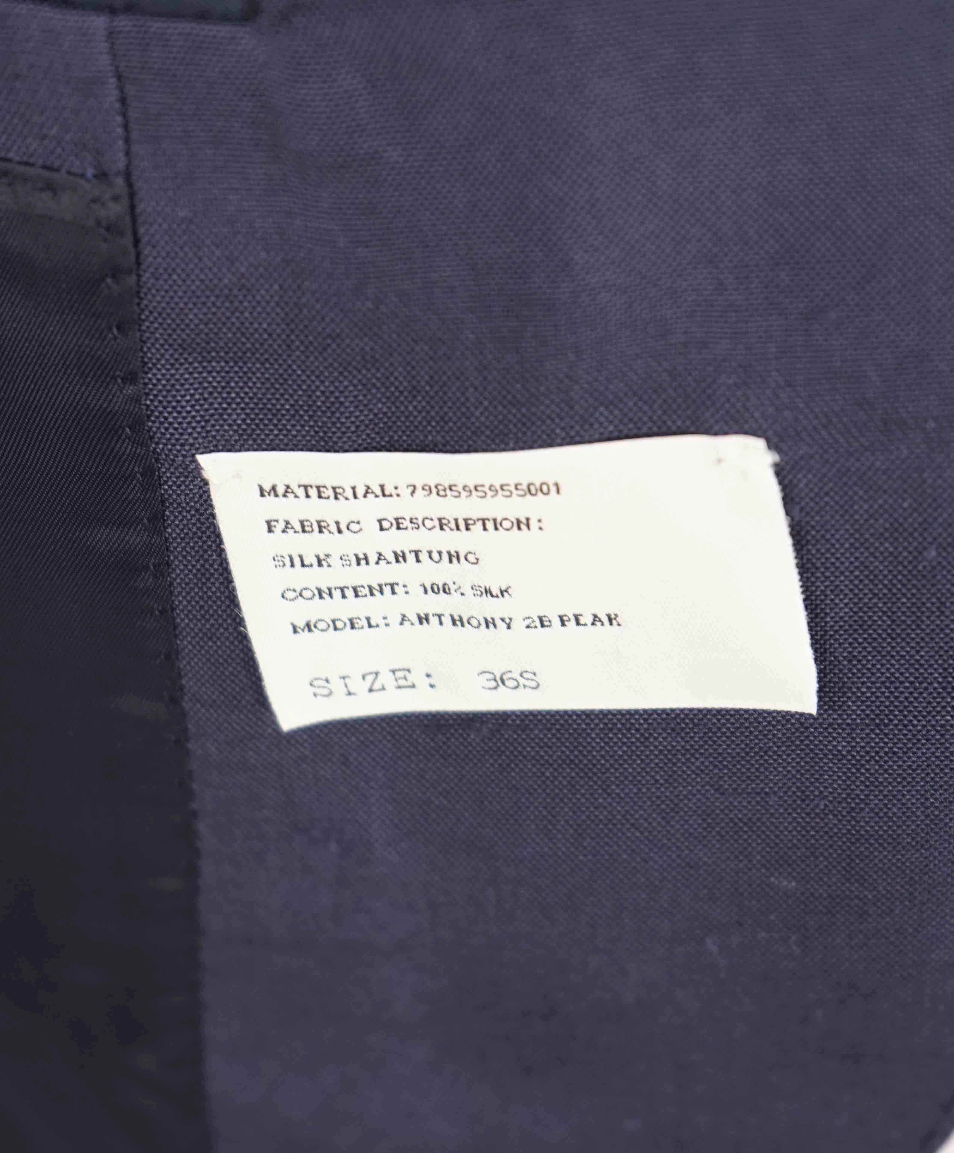 $2,695 RALPH LAUREN PURPLE LABEL - *SILK* Textured Blue Blazer - 36S