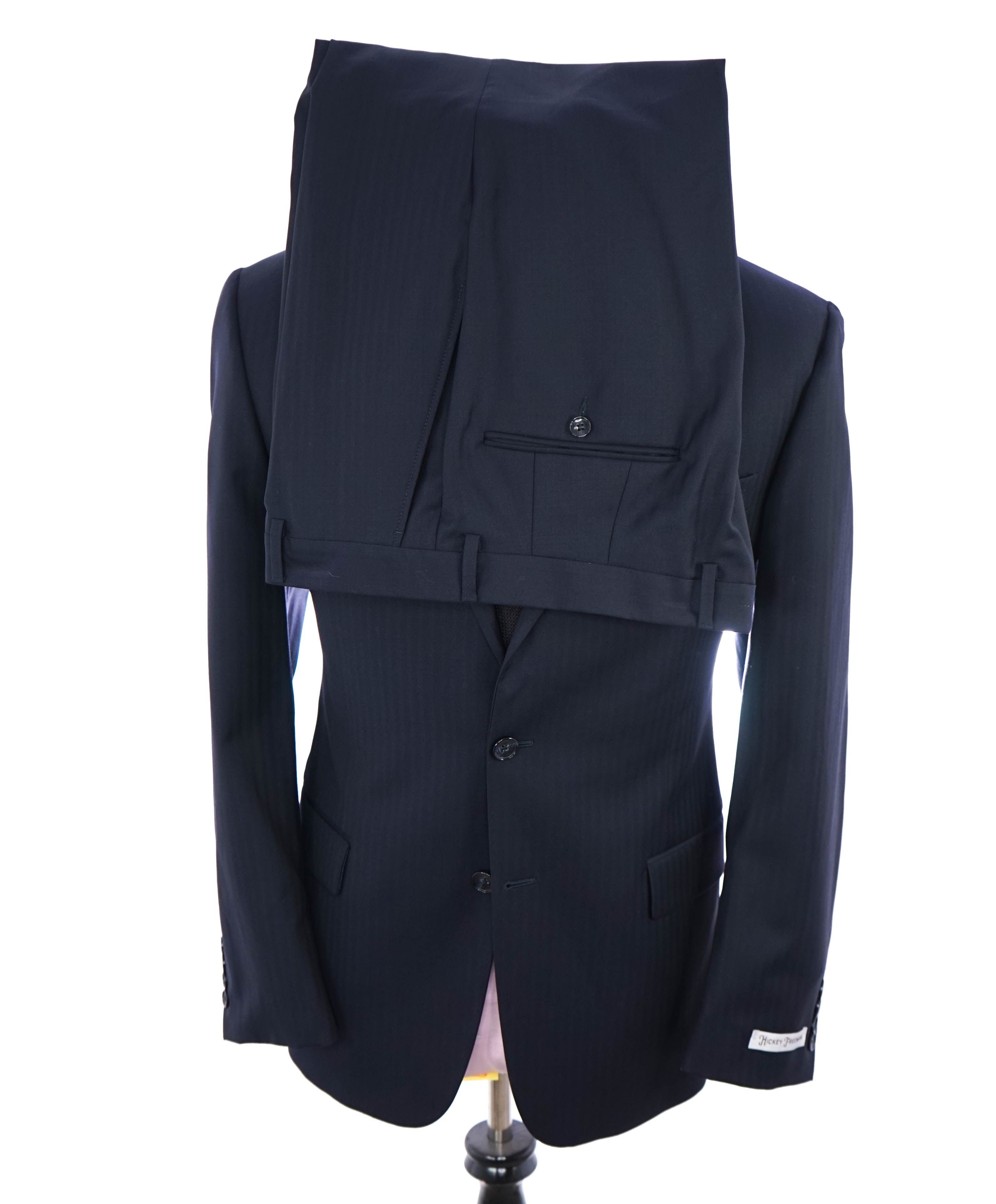 HICKEY FREEMAN - Blue Tonal HERRINGBONE Wool "Milburn ii" Suit USA - 46L