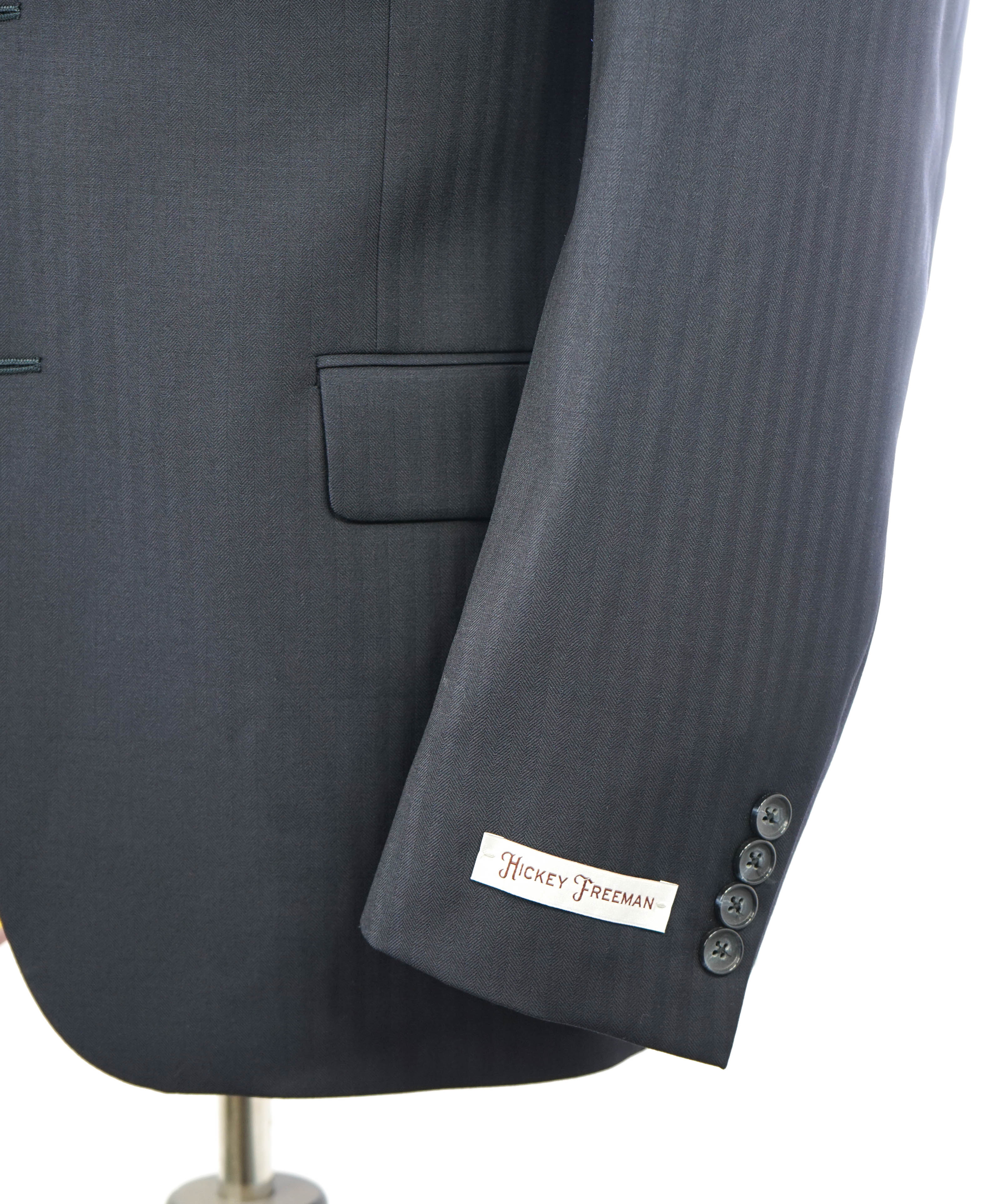 HICKEY FREEMAN - Blue Tonal HERRINGBONE Wool "Milburn ii" Suit USA - 42R