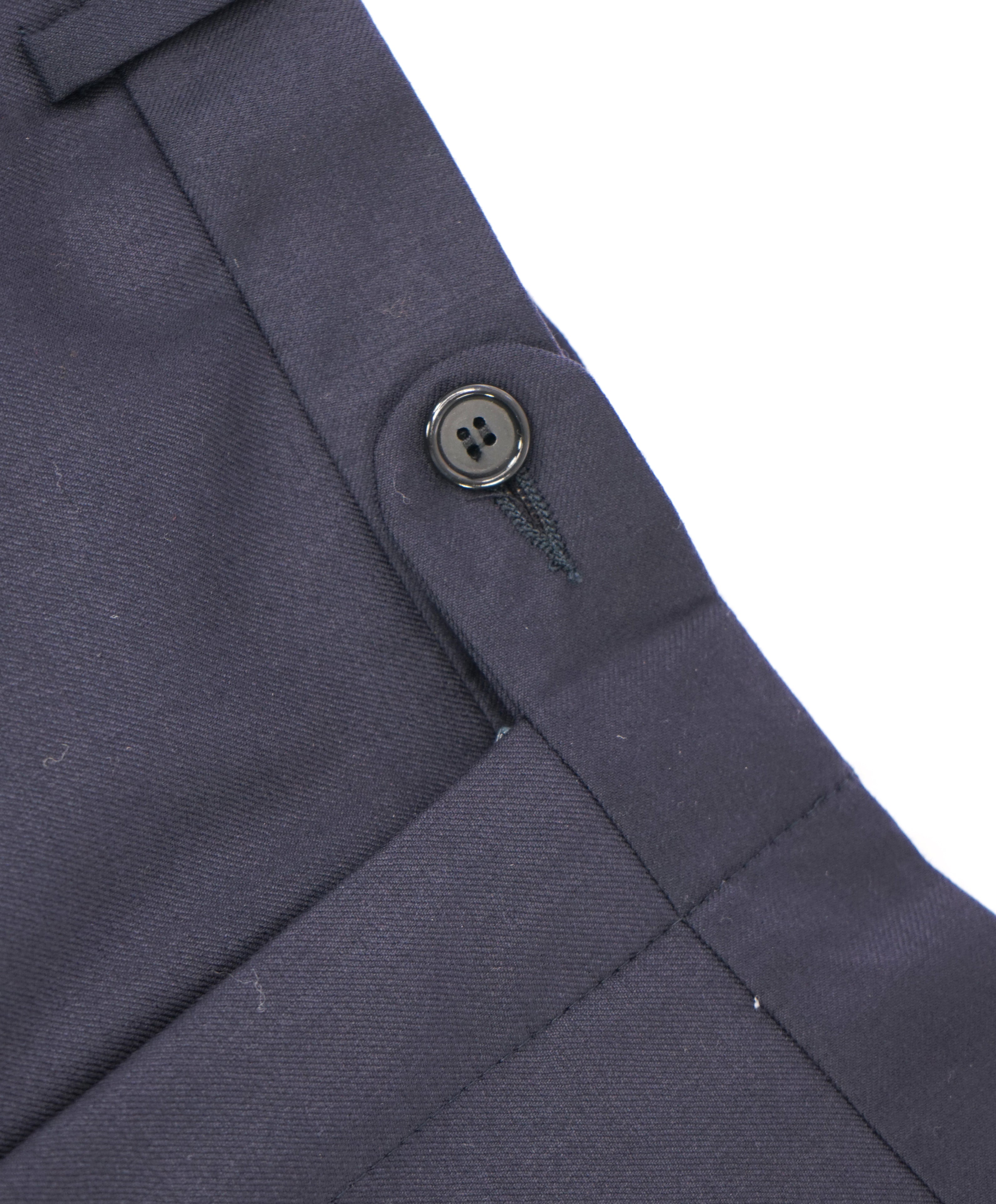 HICKEY FREEMAN -  Solid Navy Closet Staple Wool Flat Front Dress Pants - 32W