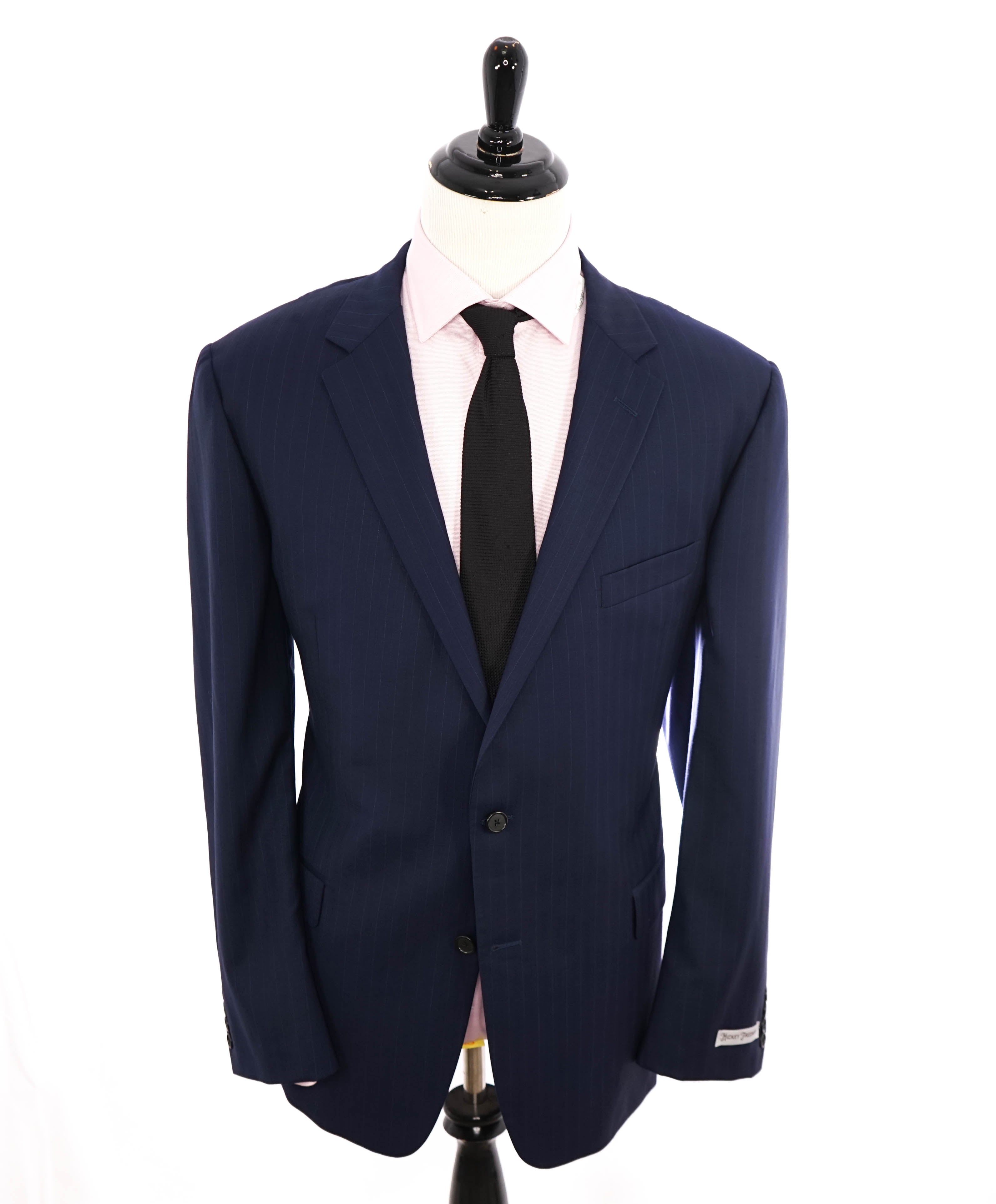 HICKEY FREEMAN - Blue on Blue Pencil Stripe Wool "Milburn ii" Suit USA - 48L