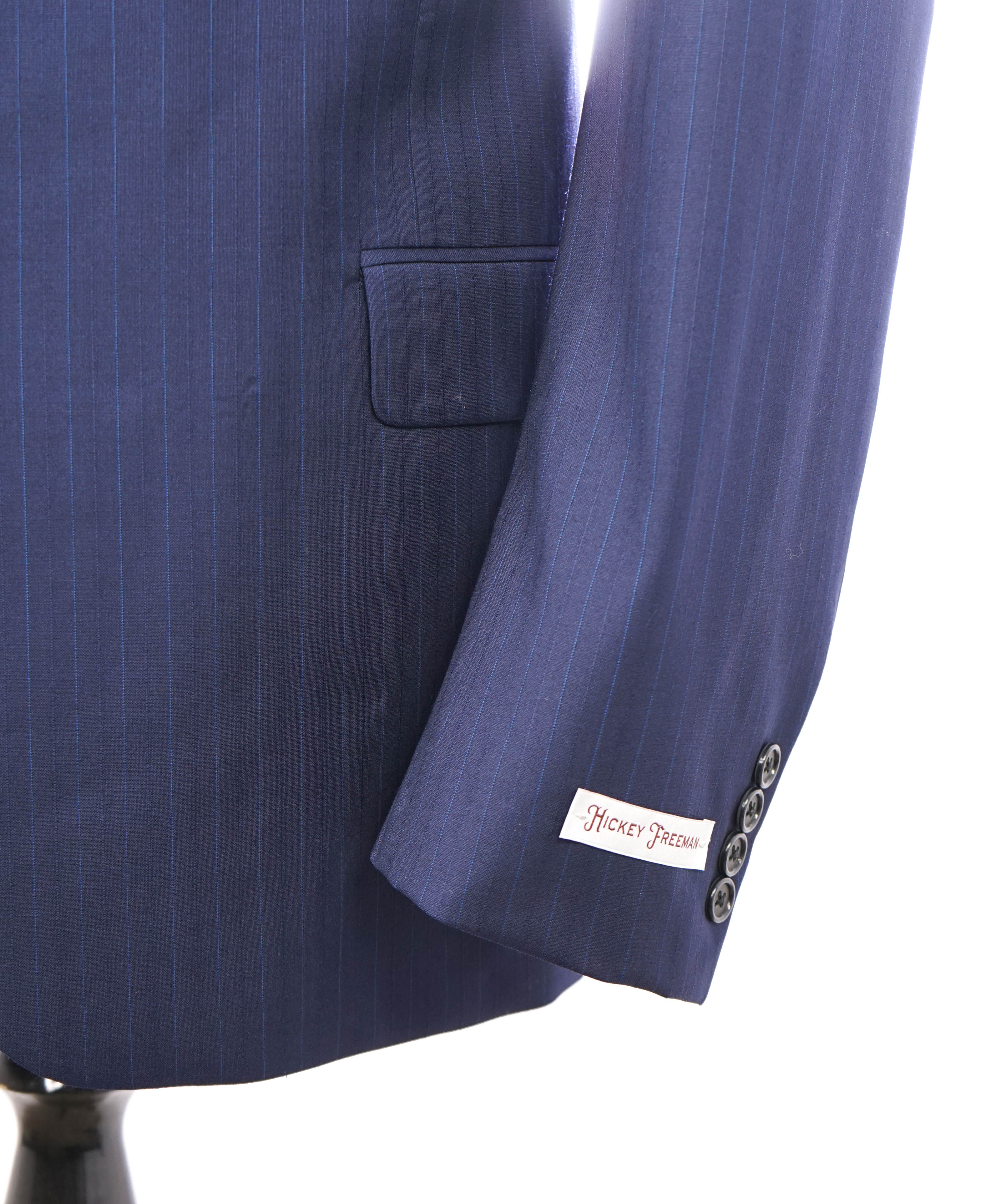 HICKEY FREEMAN - Blue on Blue Pencil Stripe Wool "Milburn ii" Suit USA - 48L